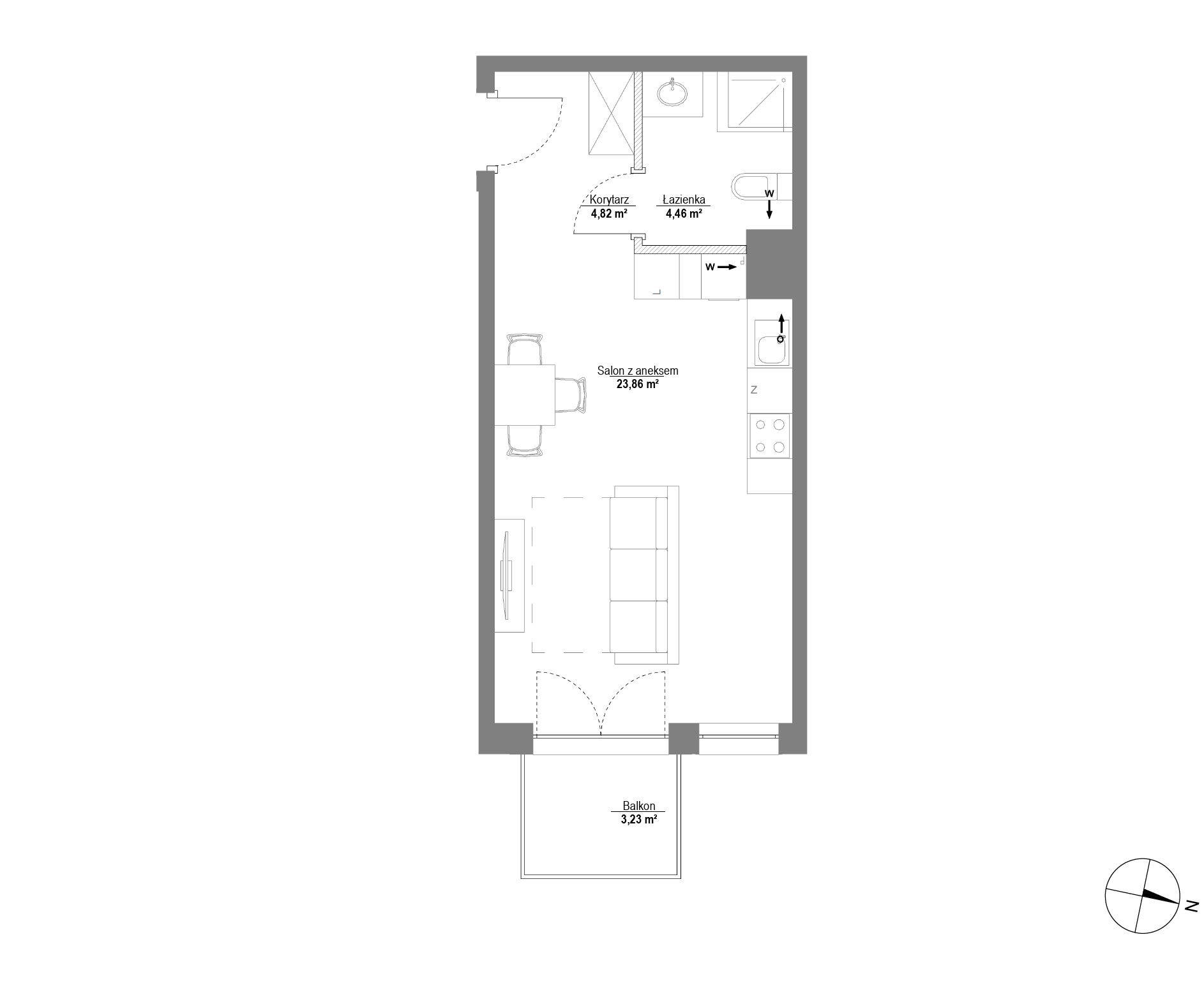 Plan 1 pok. 33m²