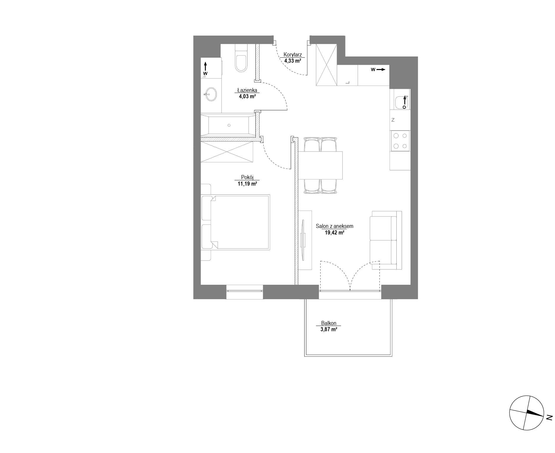 Plan 2 pok. 39m²