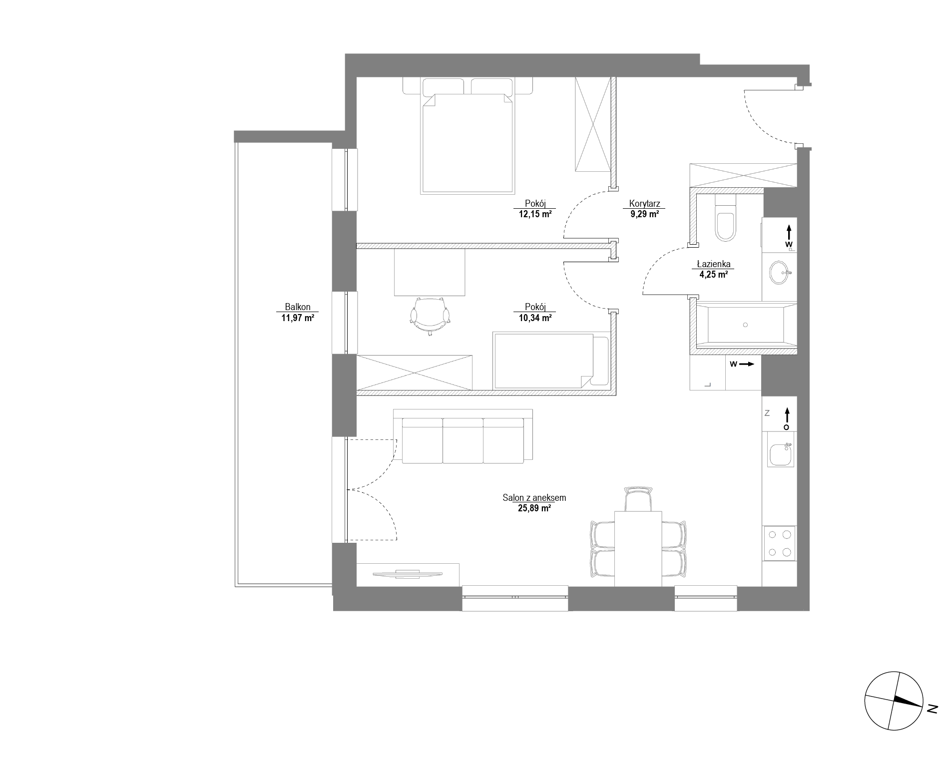 Plan 3 pok. 62m²