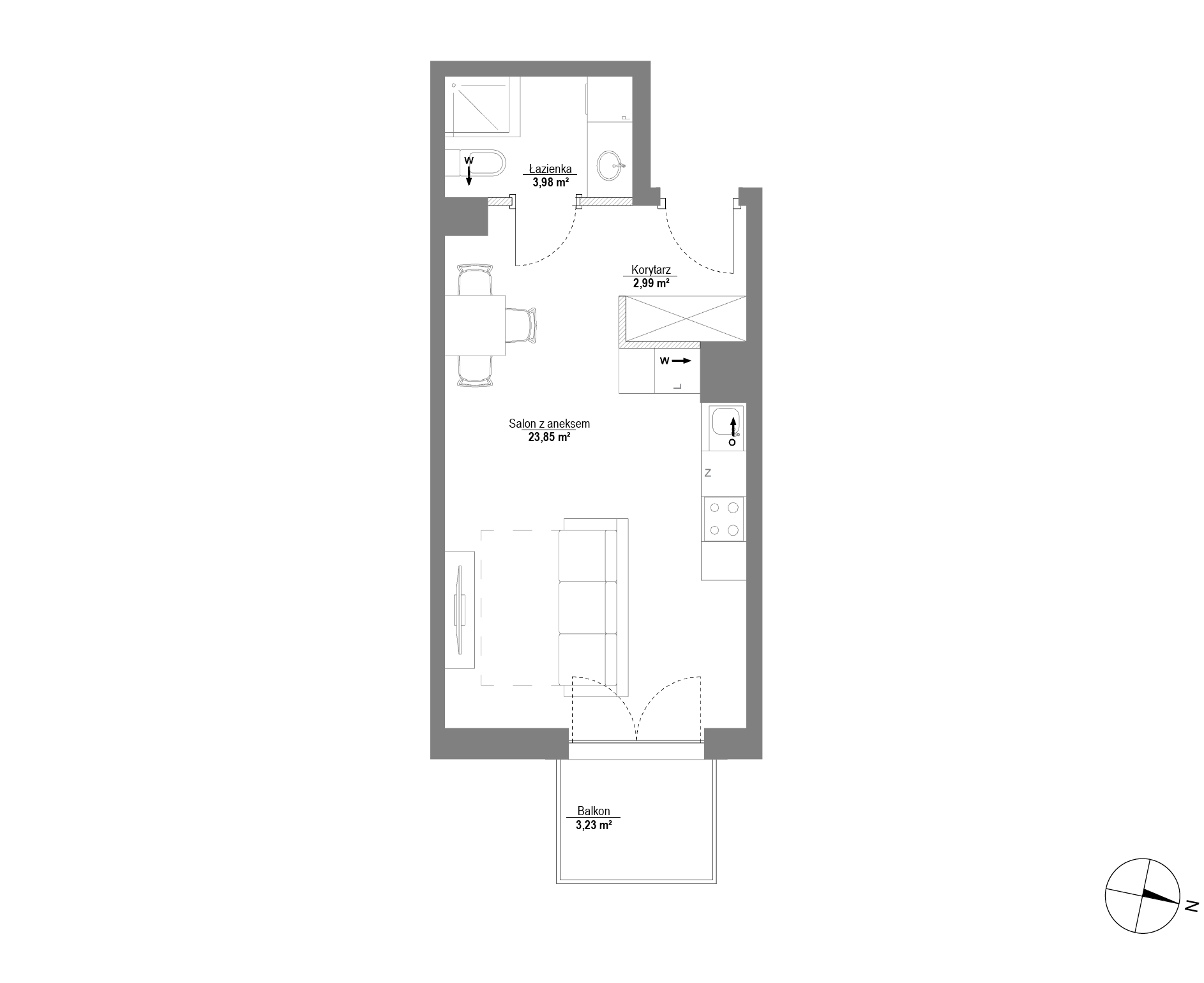 Plan 1 pok. 31m²