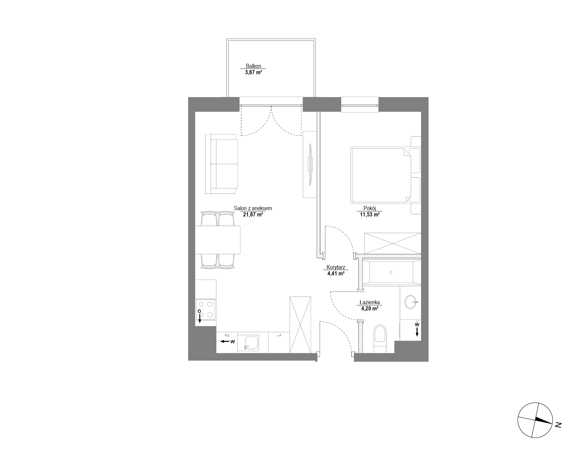 Plan 2 pok. 42m²