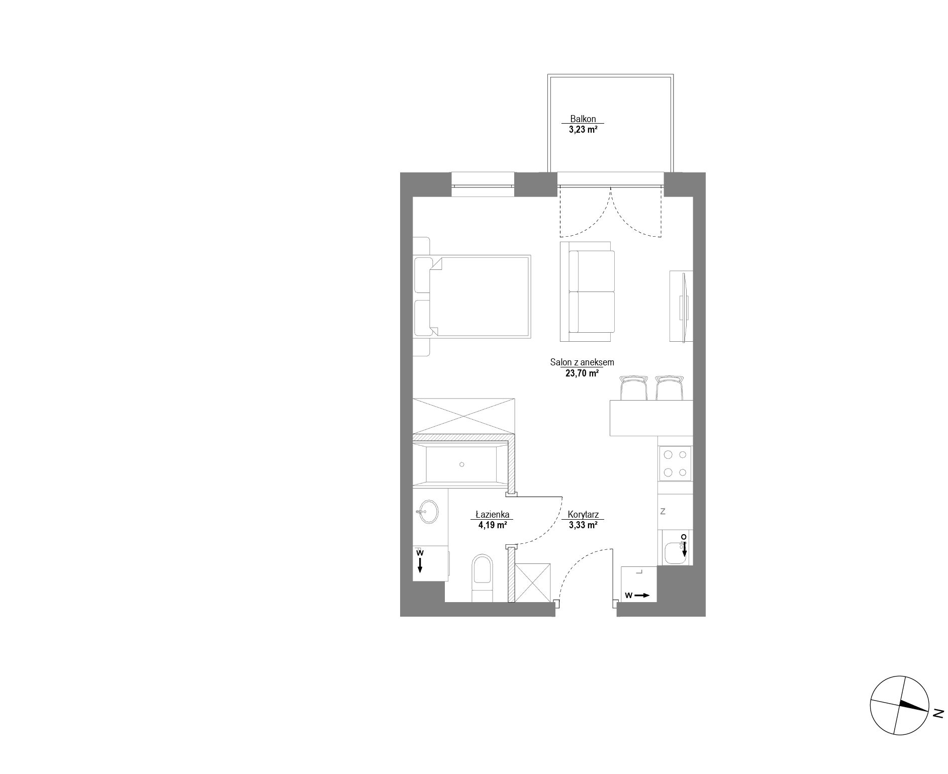 Plan 1 pok. 31m²