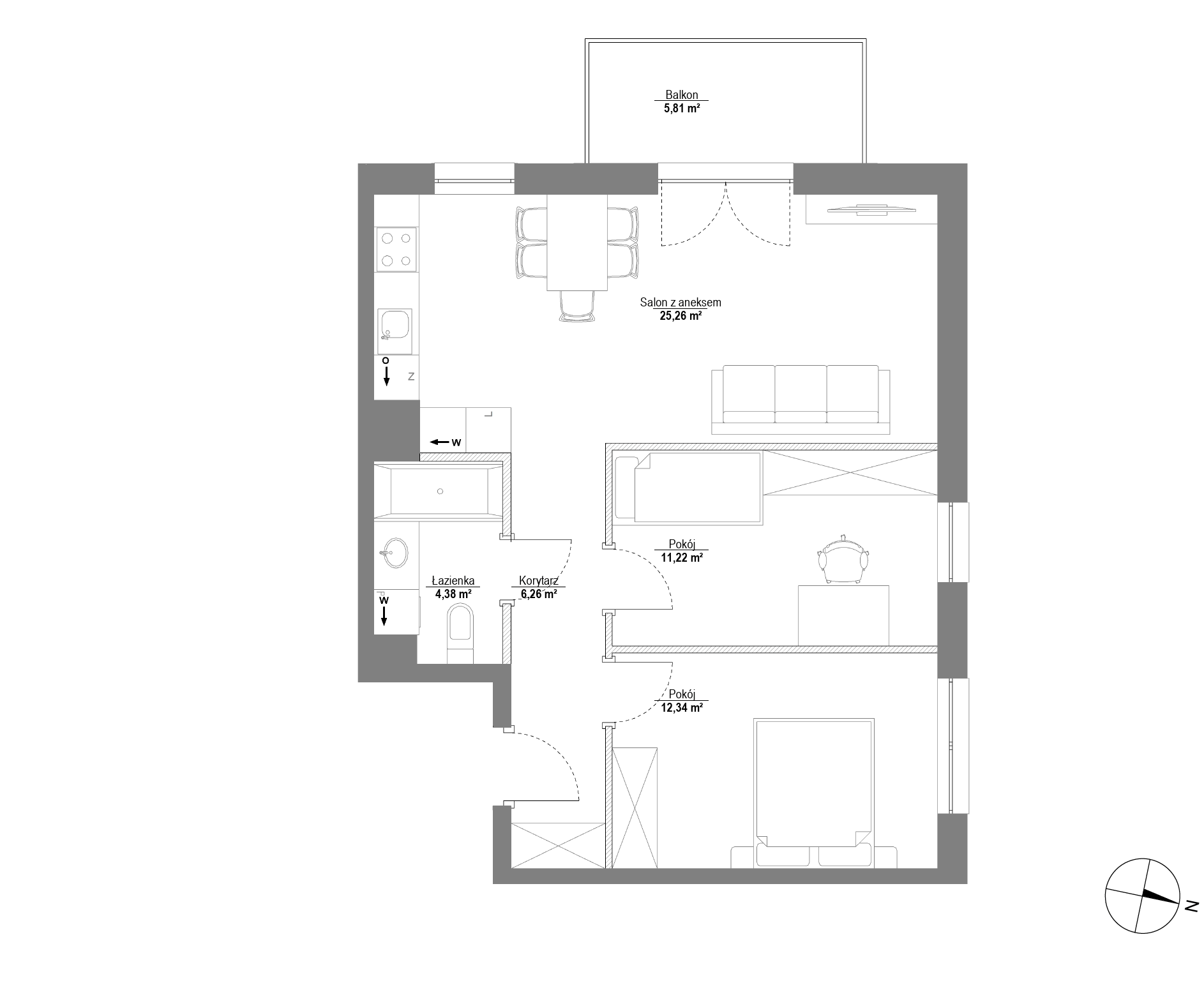 Plan 3 pok. 59m²
