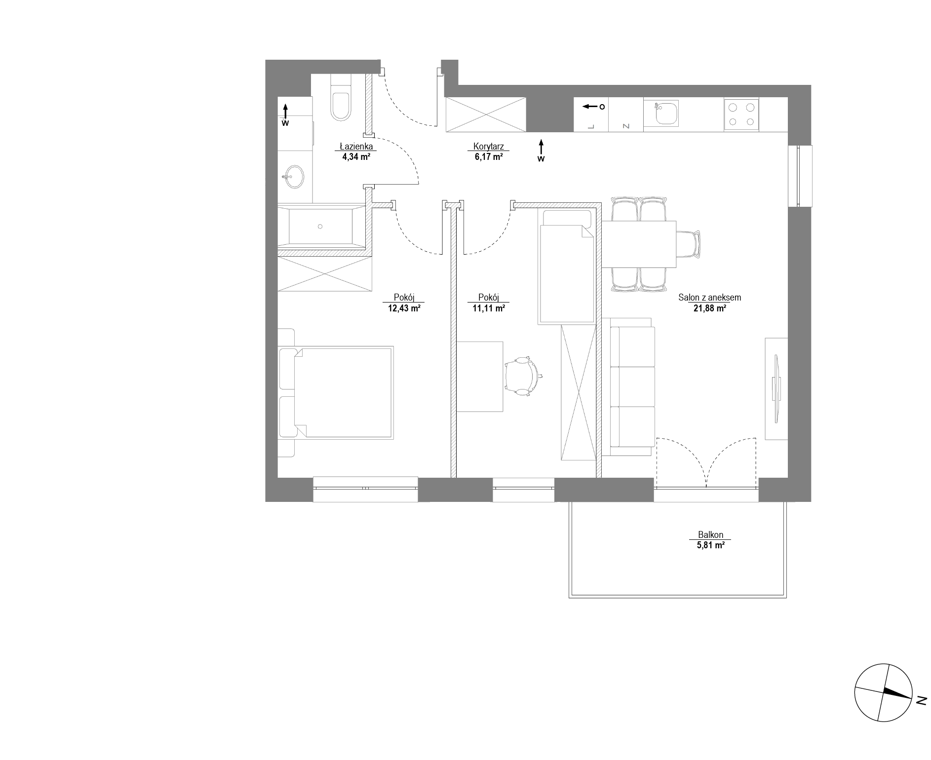 Plan 3 pok. 56m²