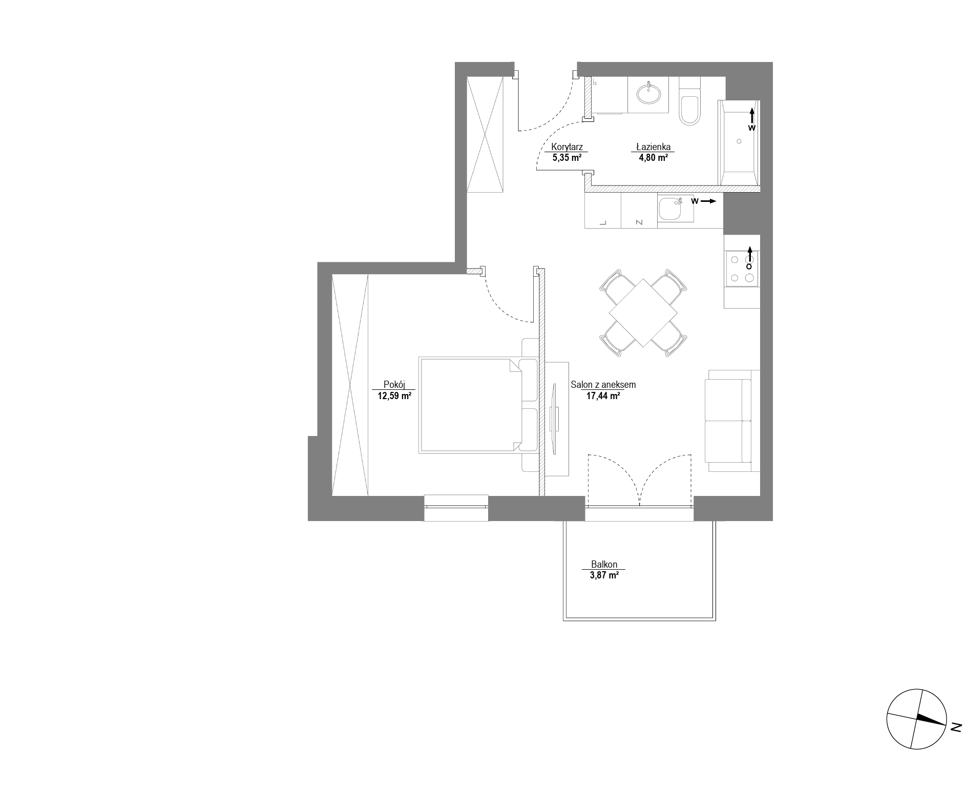 Plan 2 pok. 40m²