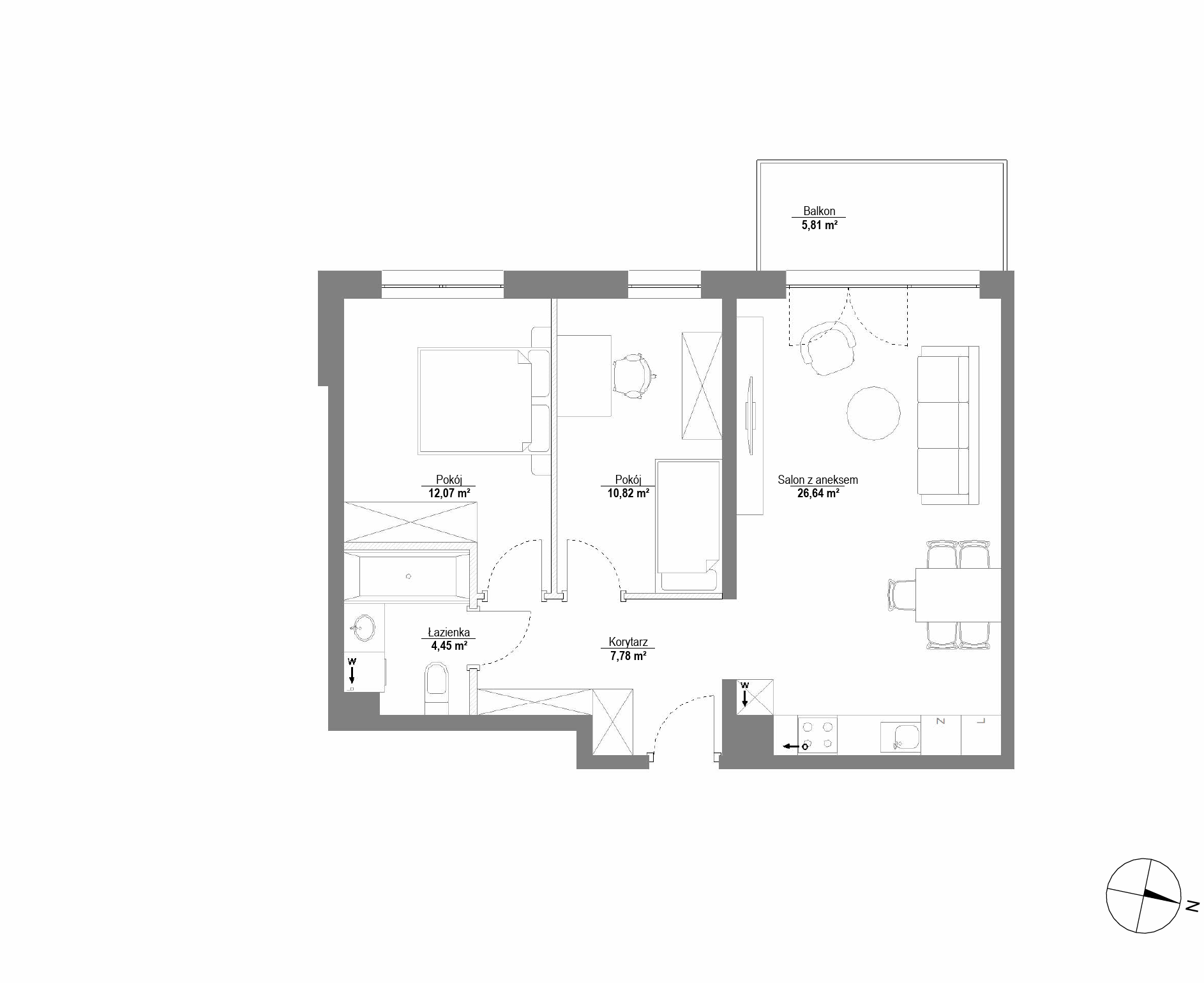 Plan 3 pok. 62m²