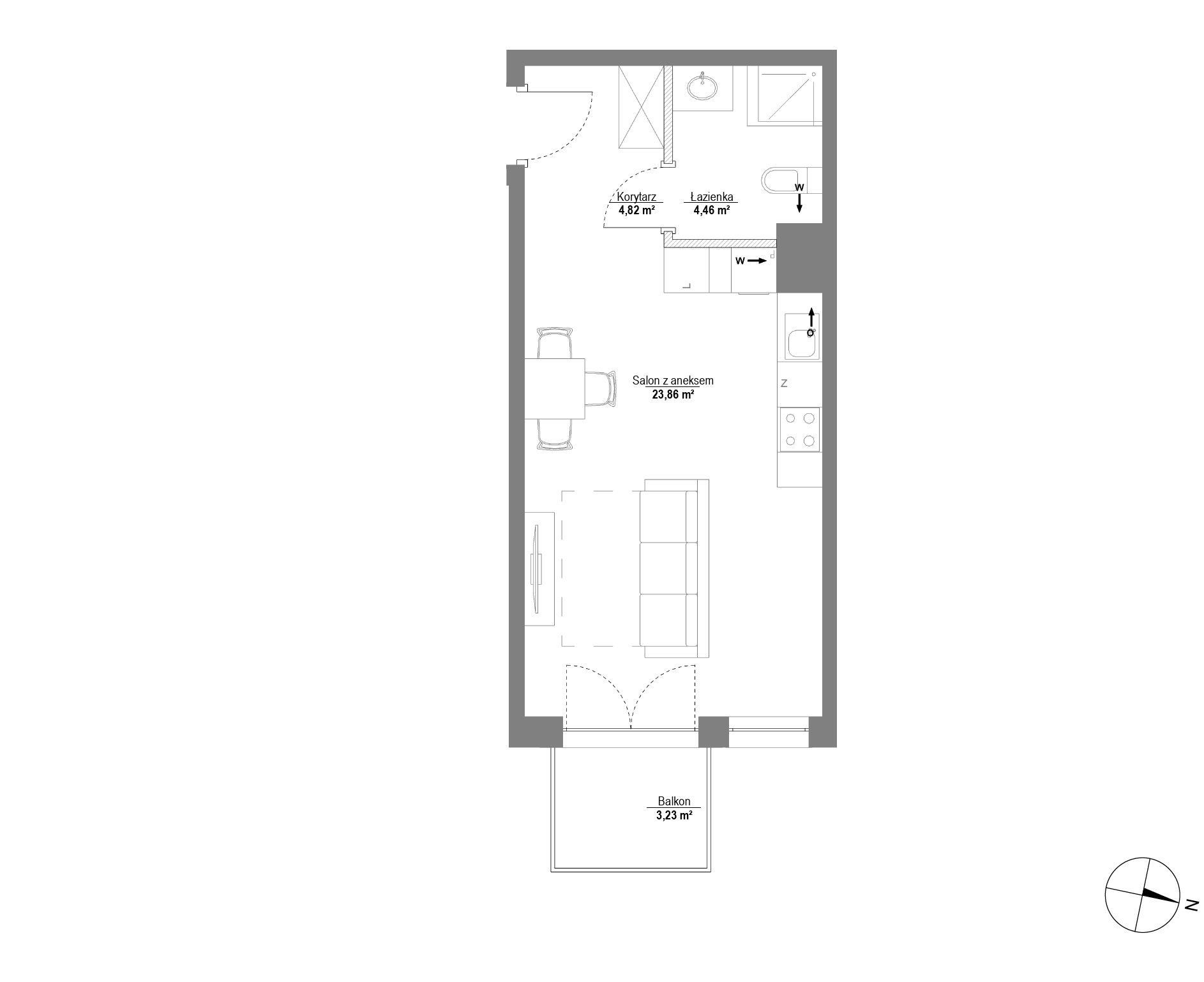 Plan 1 pok. 33m²