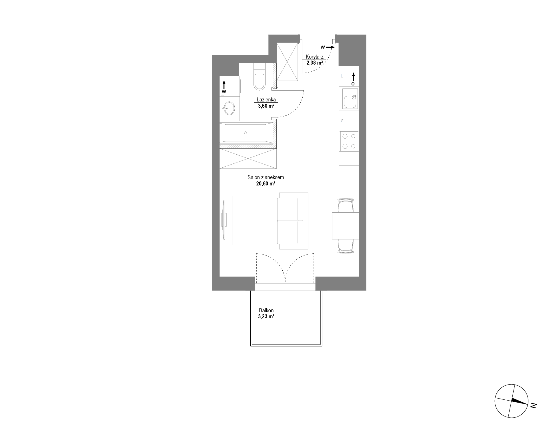 Plan 1 pok. 27m²