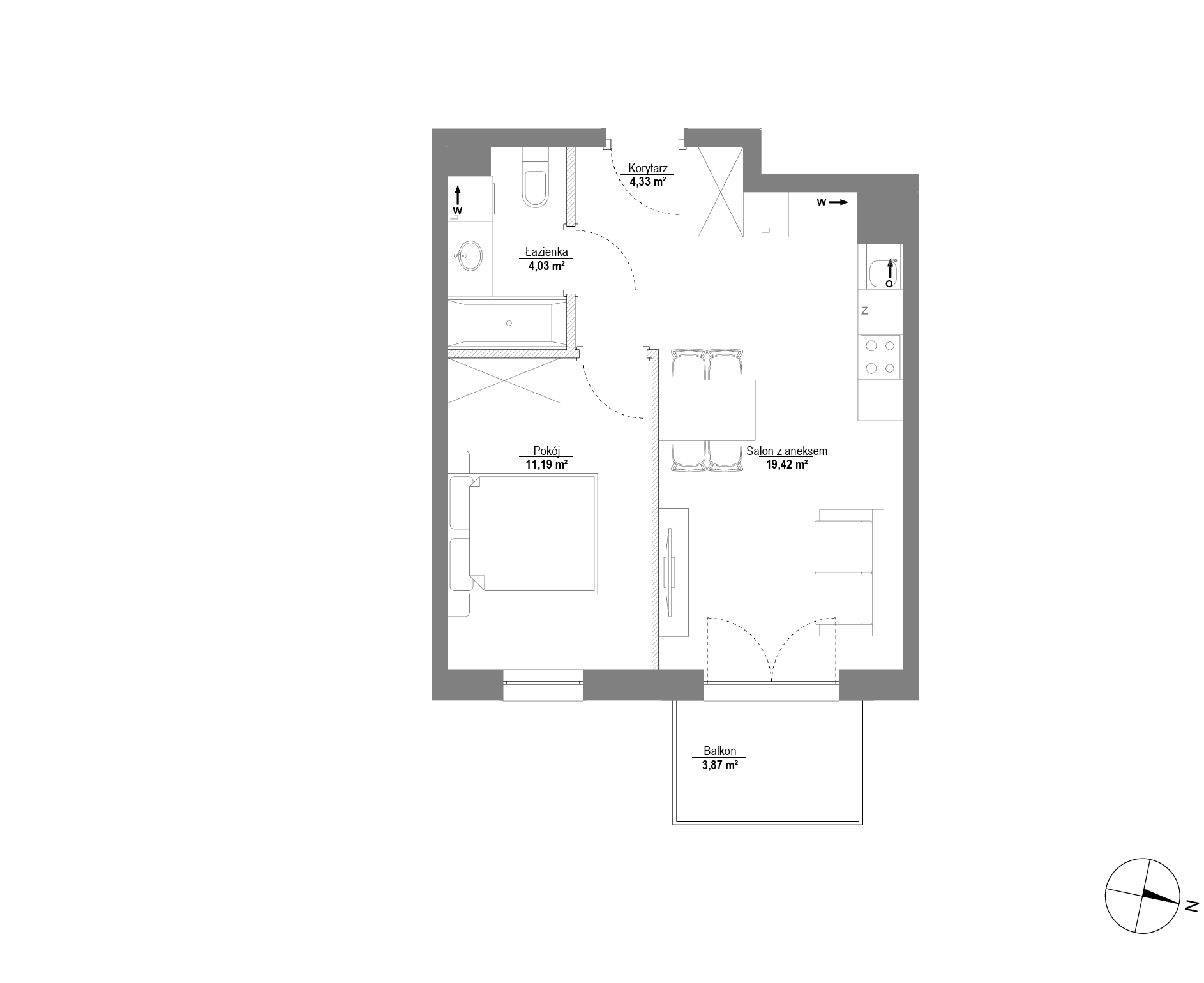 Plan 2 pok. 39m²