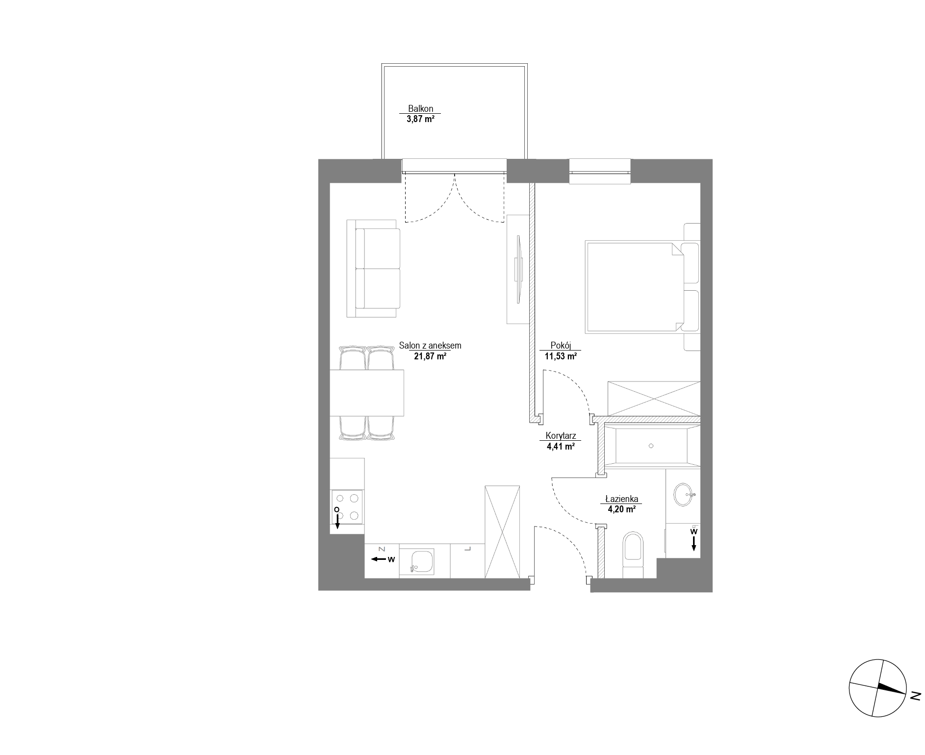 Plan 2 pok. 42m²