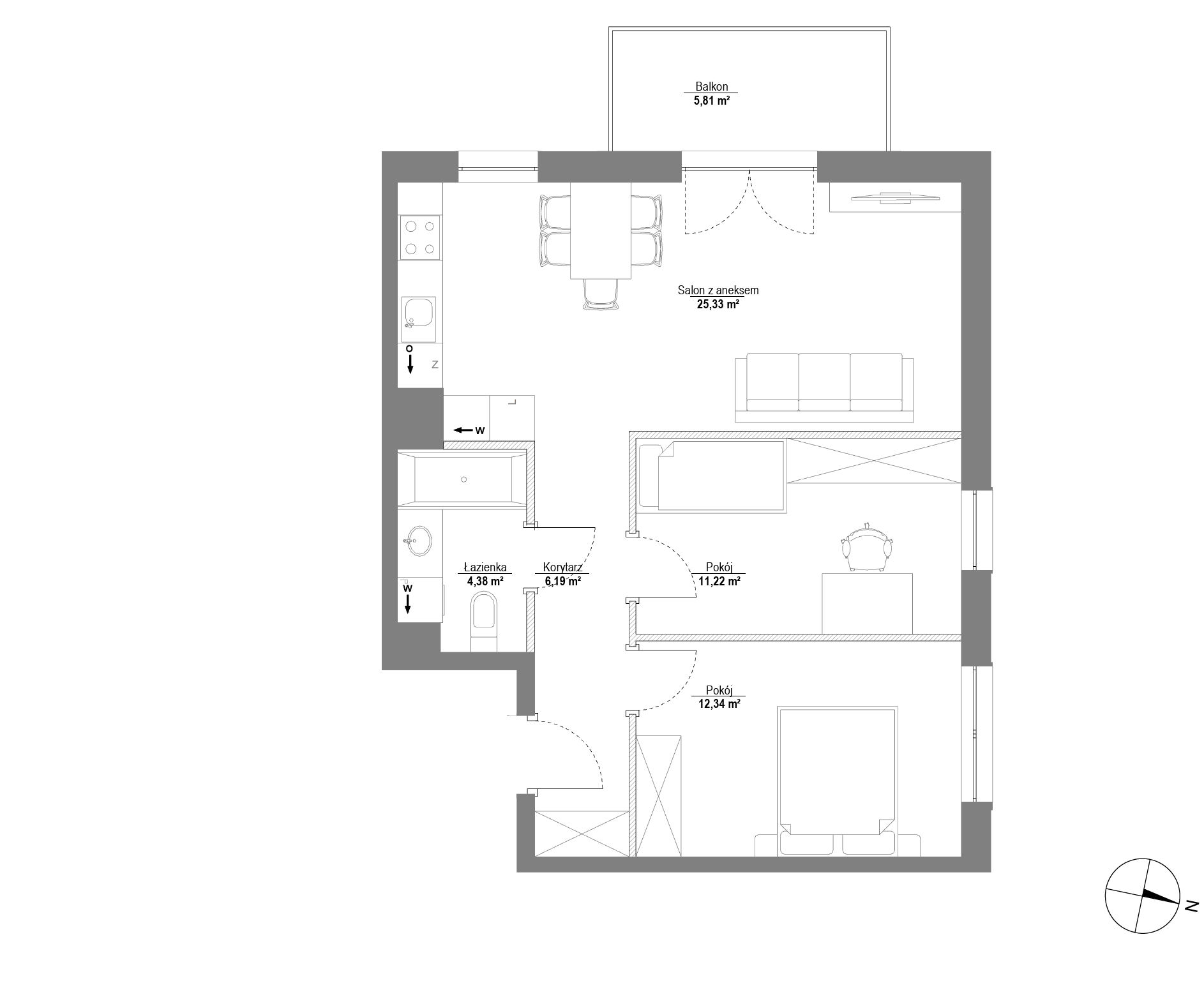 Plan 3 pok. 59m²