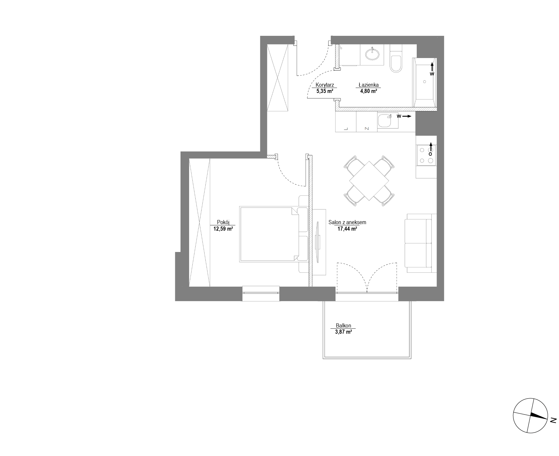 Plan 2 pok. 40m²