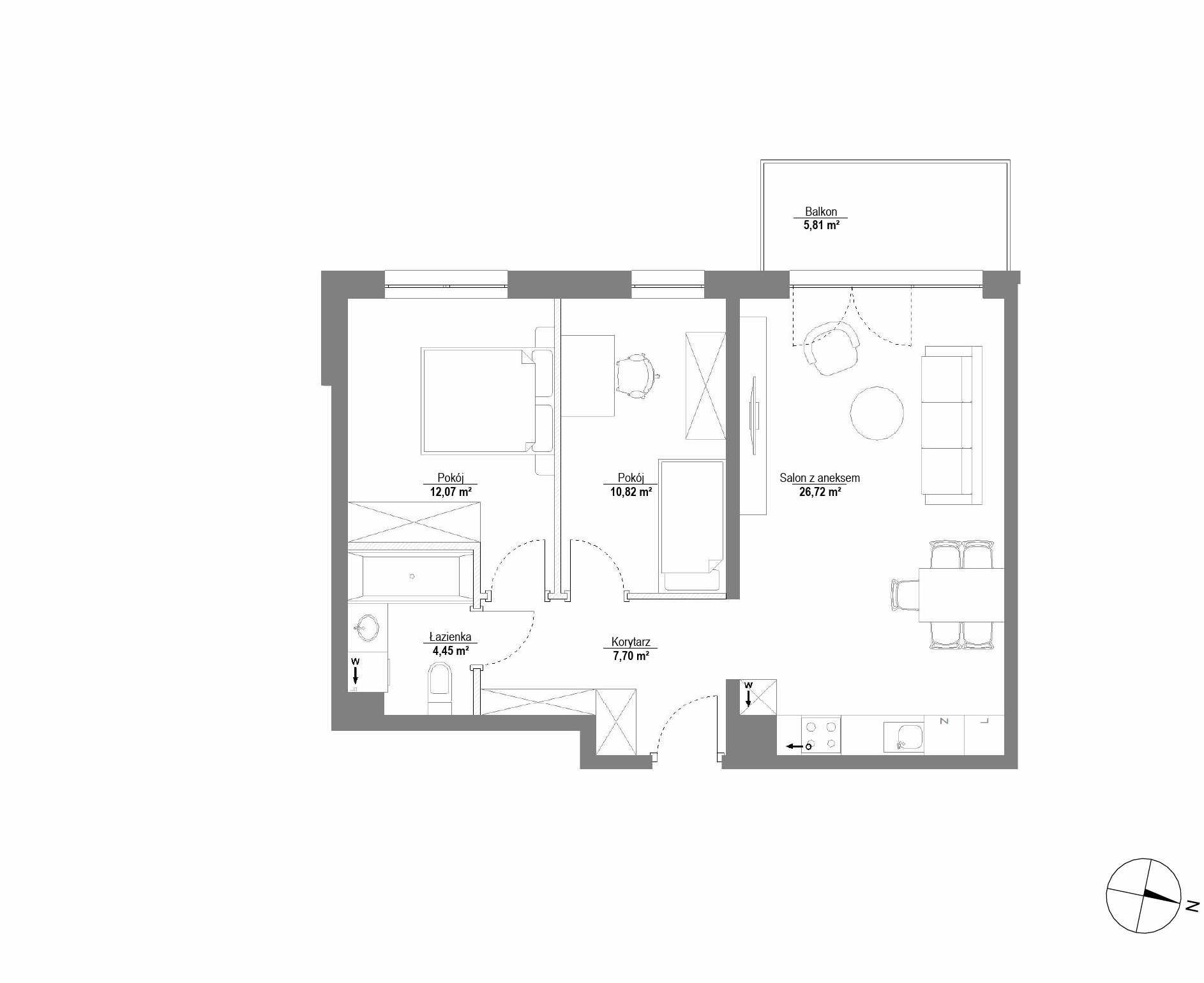 Plan 3 pok. 62m²
