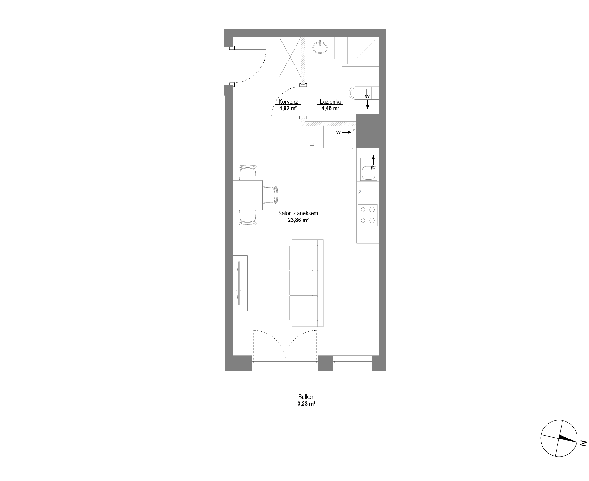Plan 1 pok. 33m²
