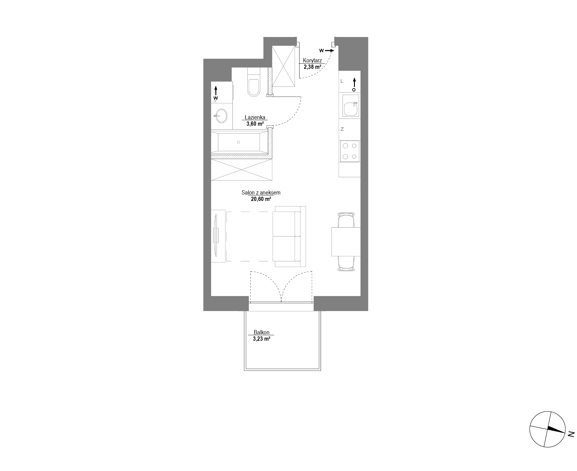 Plan 1 pok. 27m²