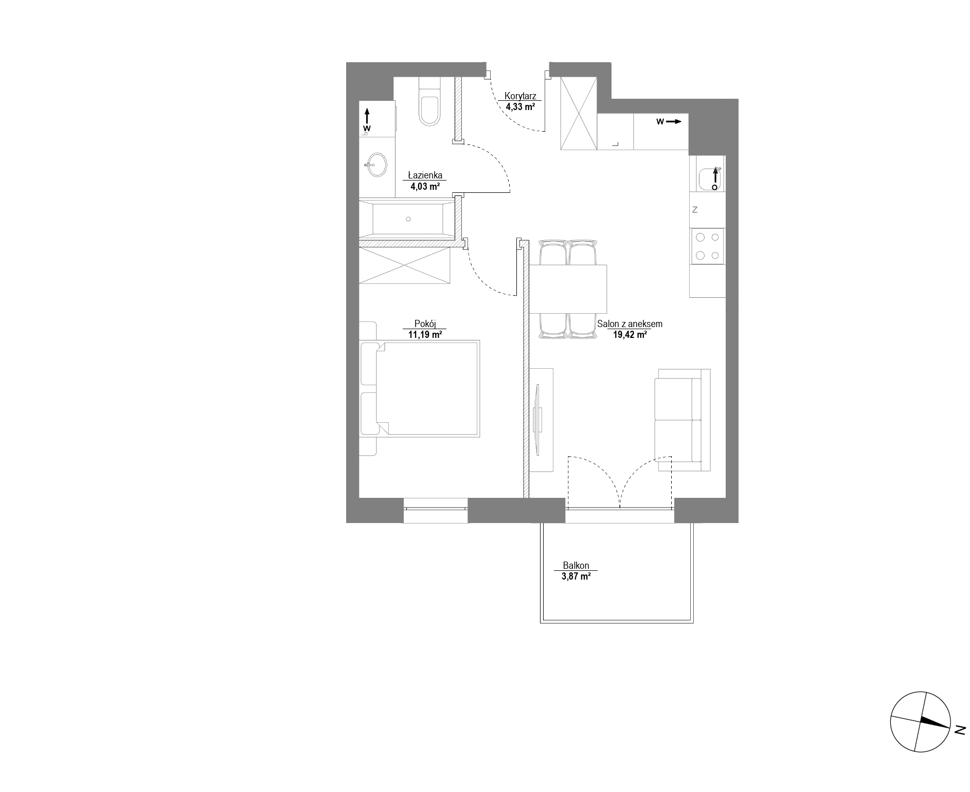 Plan 2 pok. 39m²