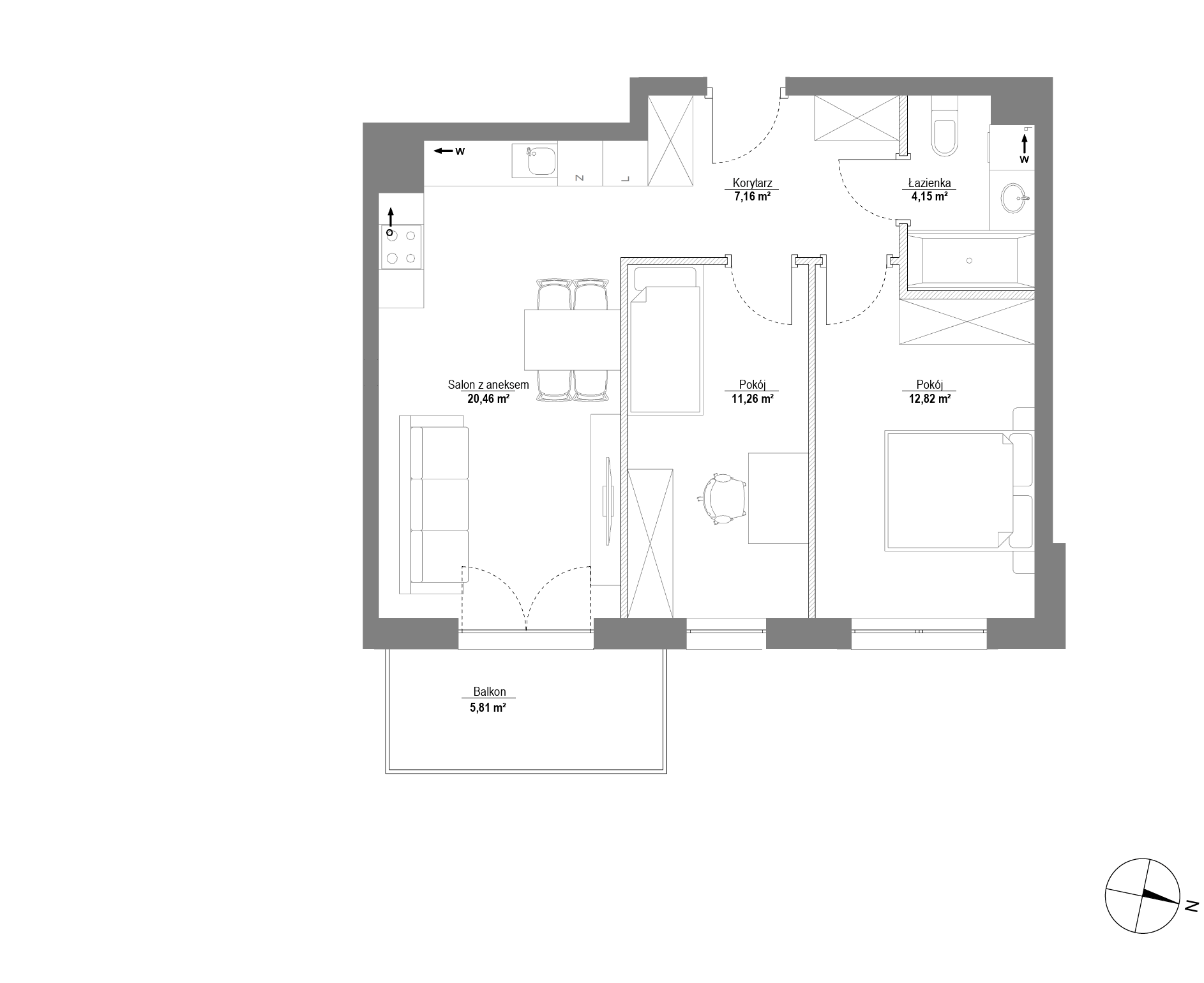 Plan 3 pok. 56m²