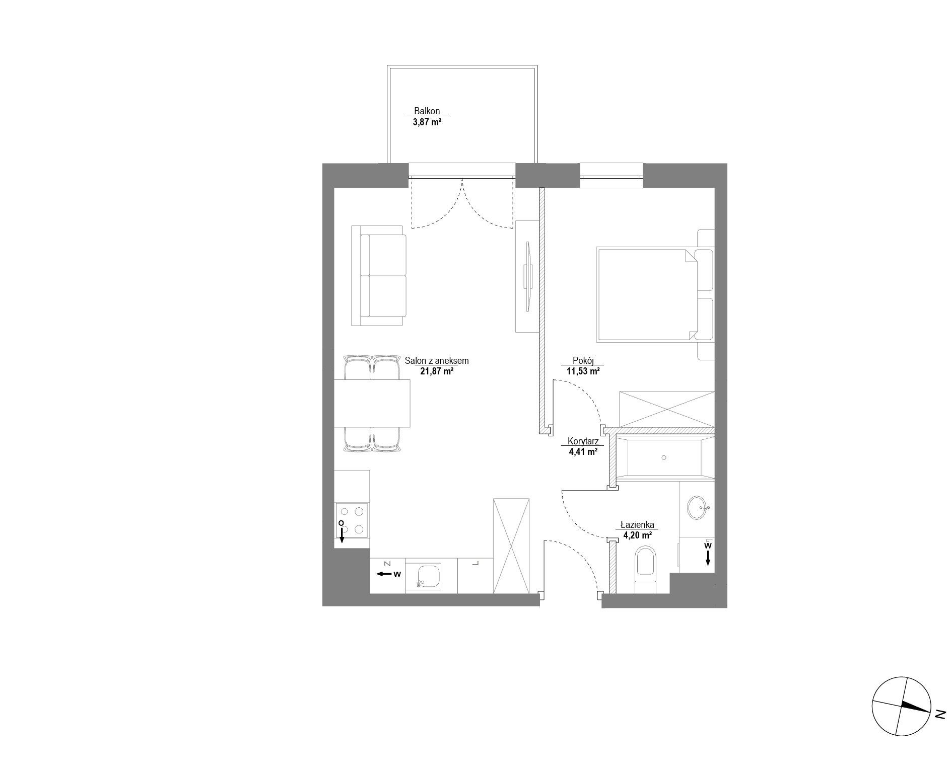 Plan 2 pok. 42m²