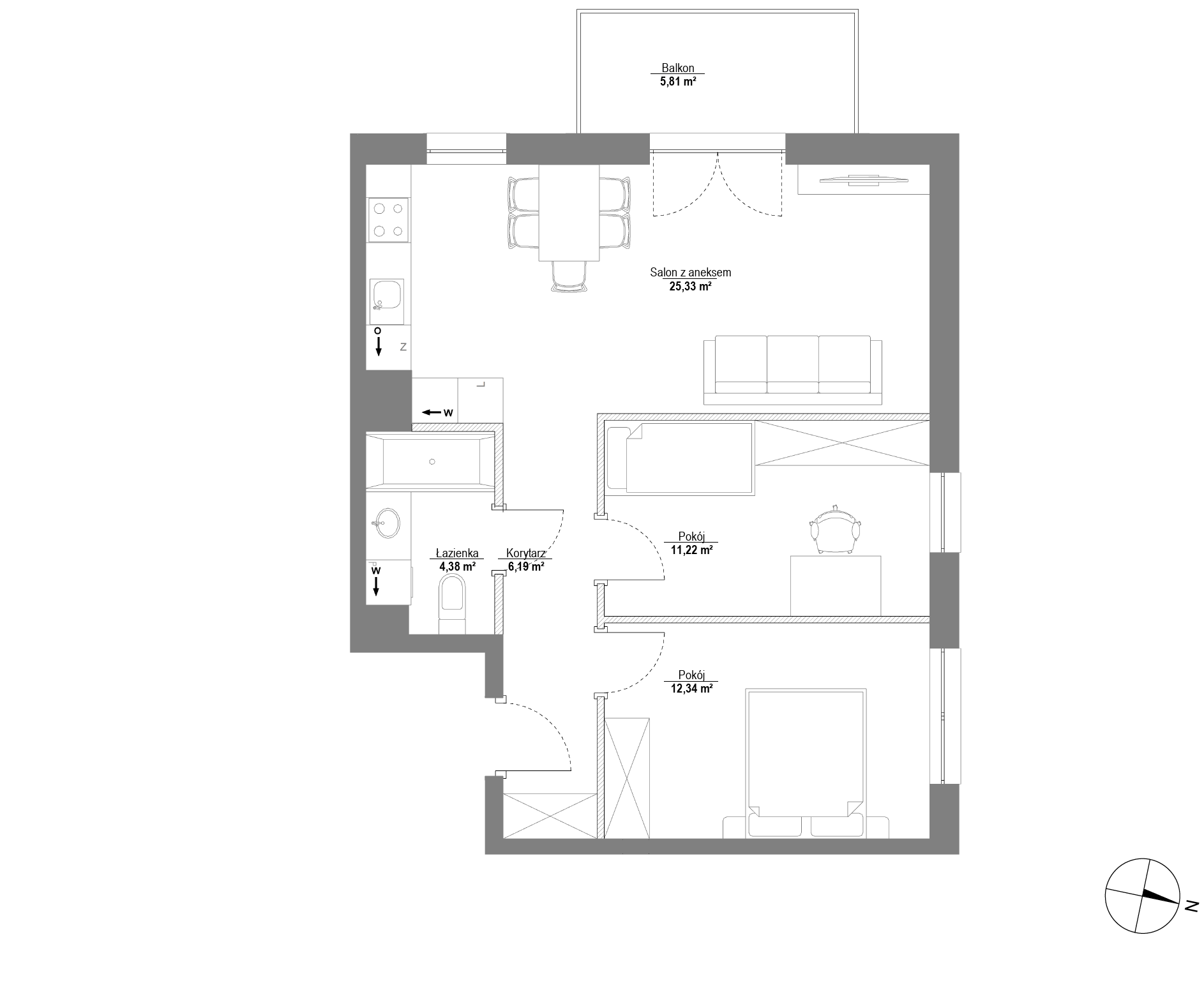 Plan 3 pok. 59m²