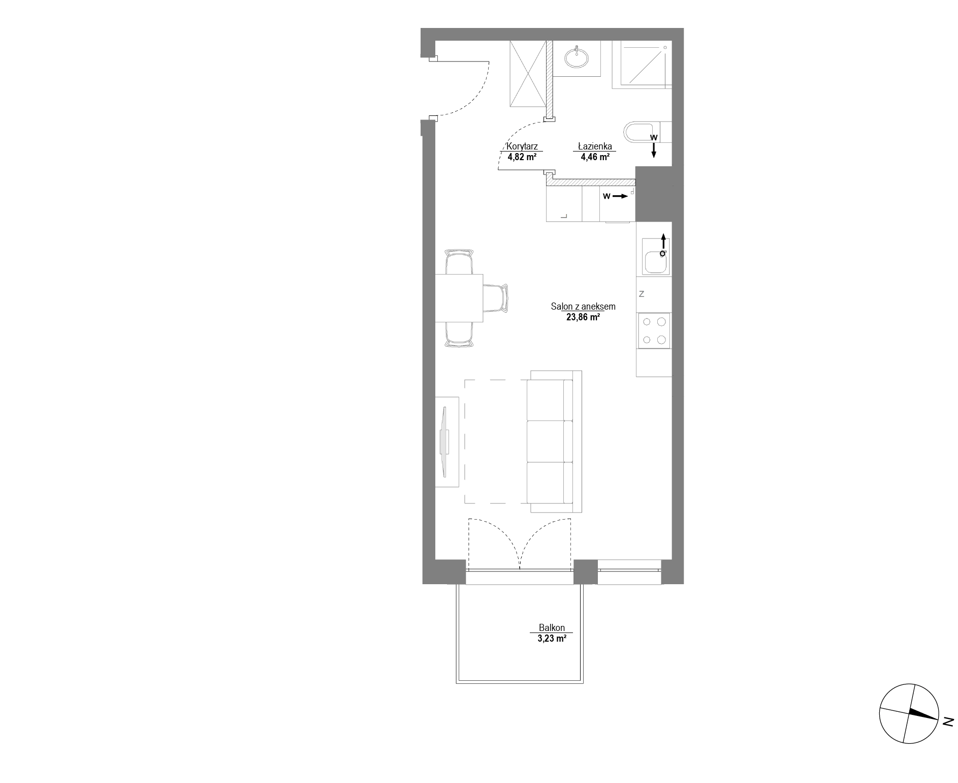 Plan 1 pok. 33m²