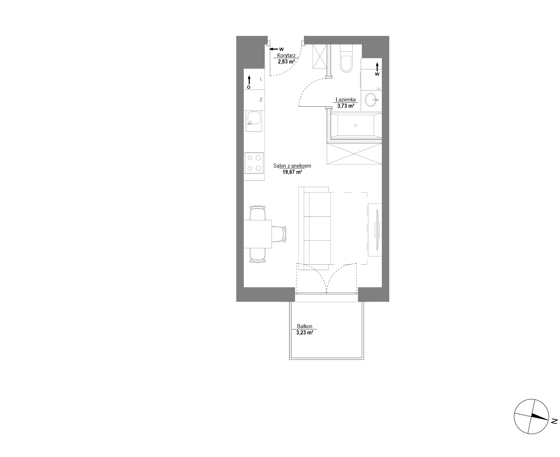 Plan 1 pok. 26m²