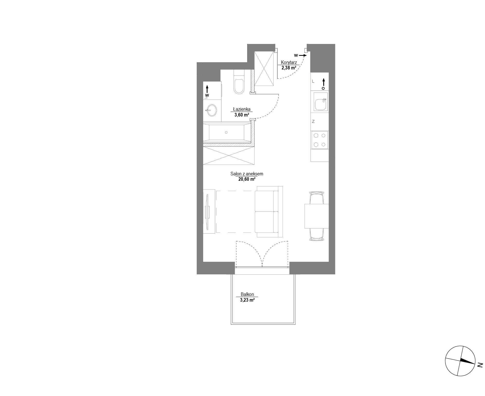 Plan 1 pok. 27m²