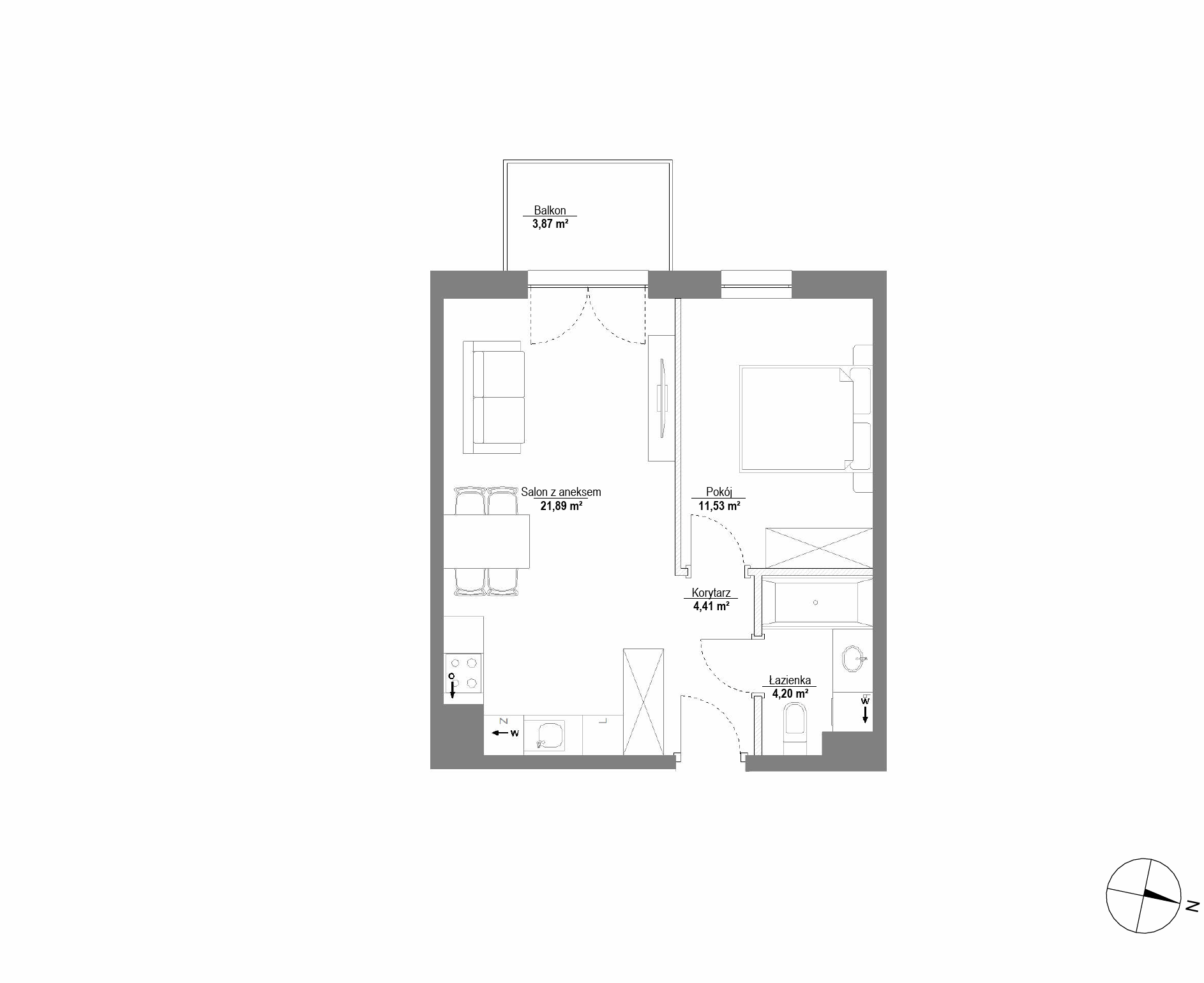Plan 2 pok. 42m²