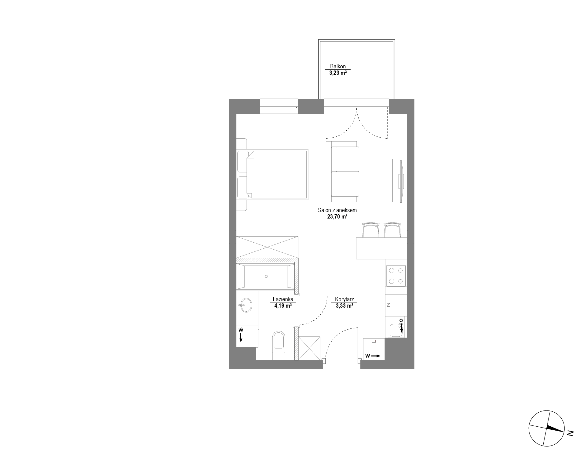 Plan 1 pok. 31m²