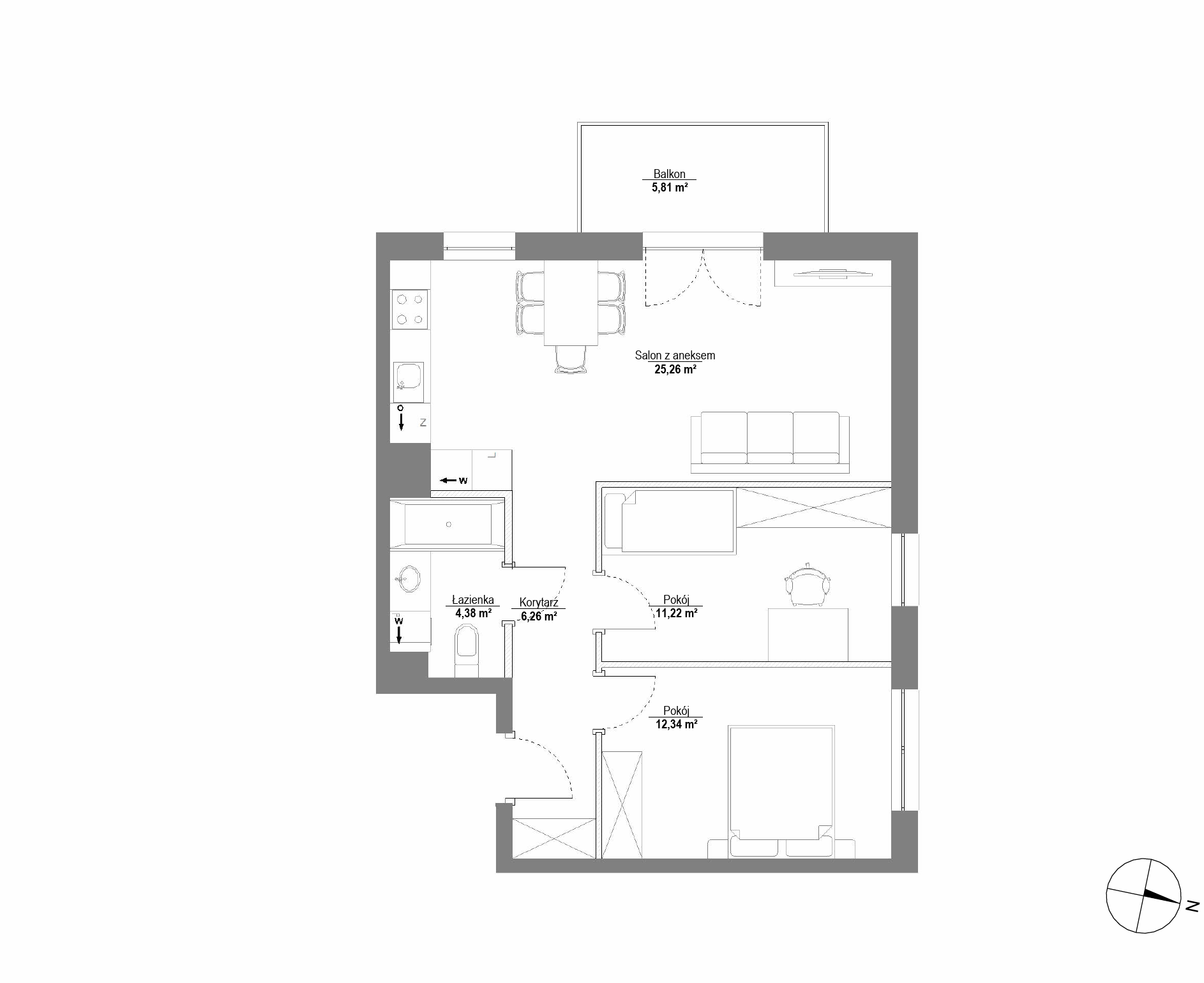 Plan 3 pok. 59m²