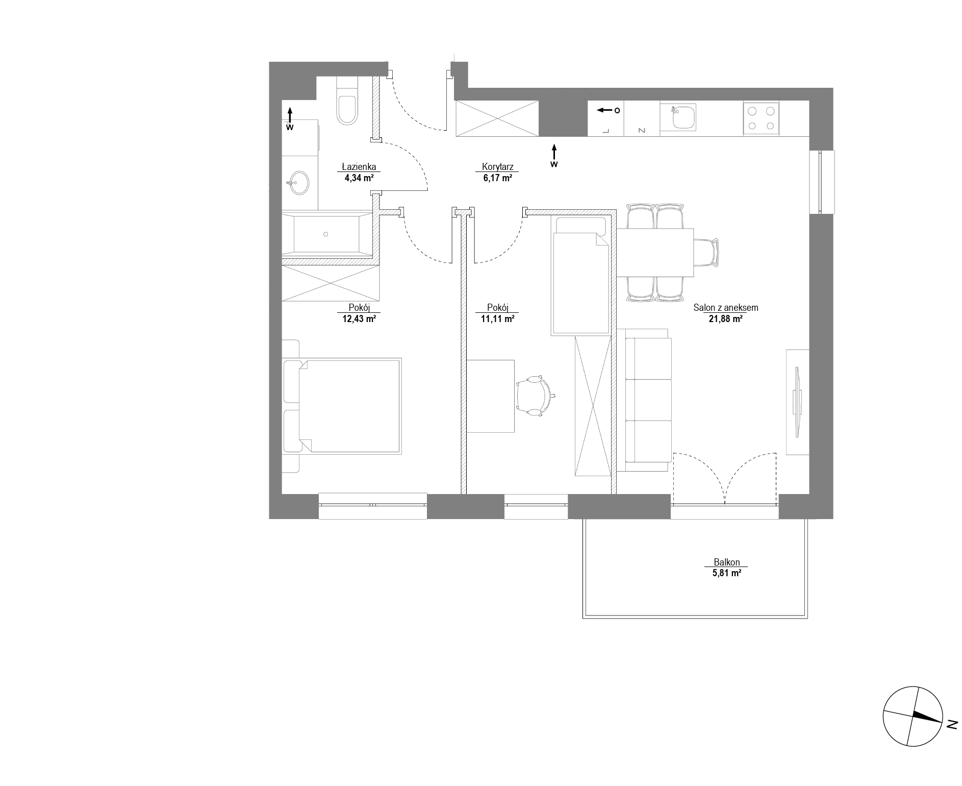 Plan 3 pok. 56m²
