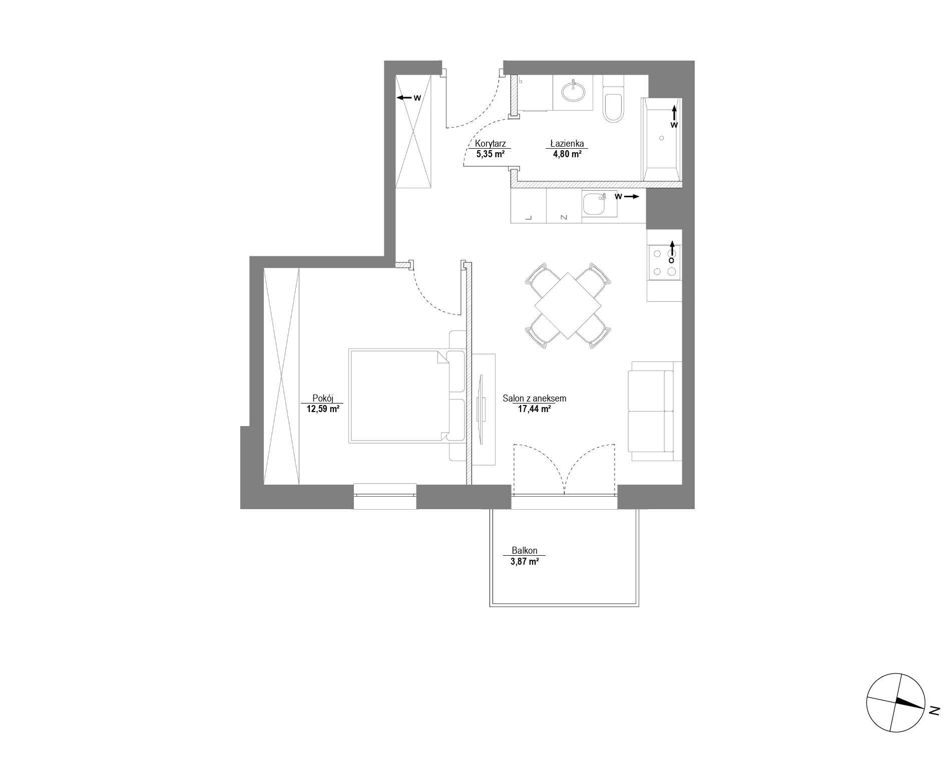 Plan 2 pok. 40m²