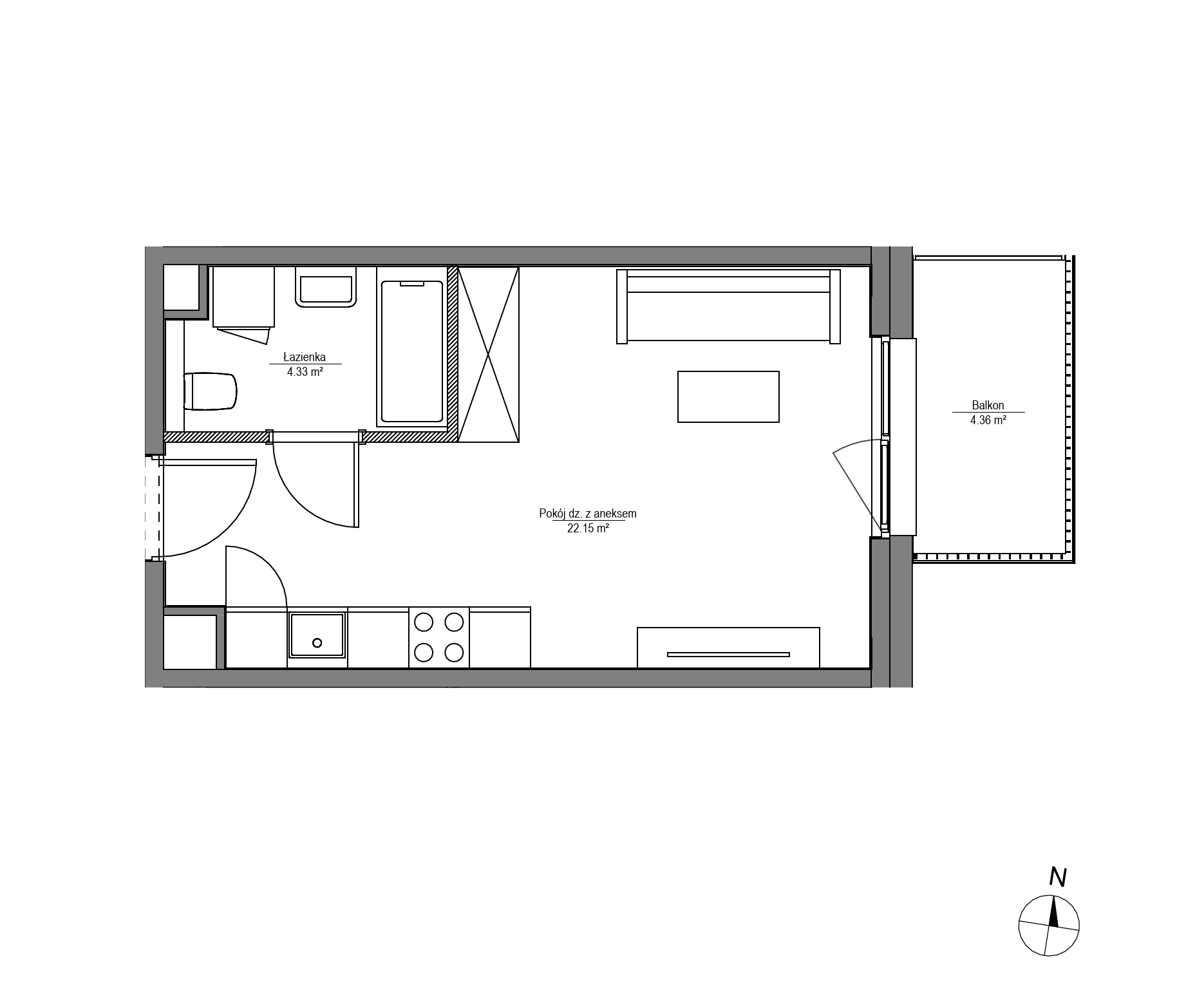 Plan 1 pok. 26m²