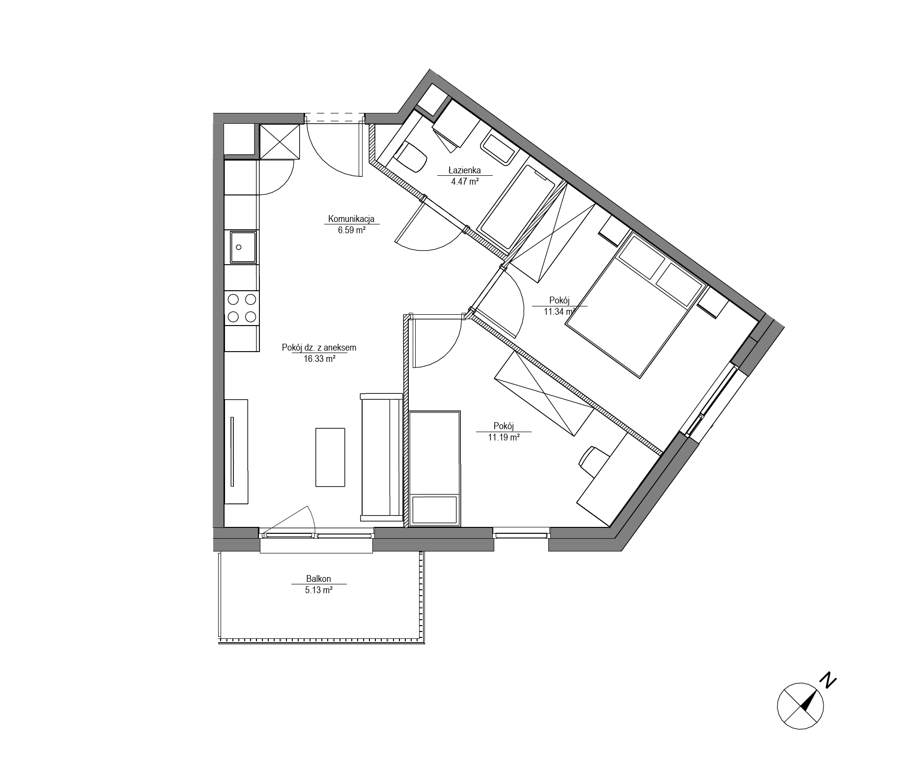 Plan 3 pok. 50m²
