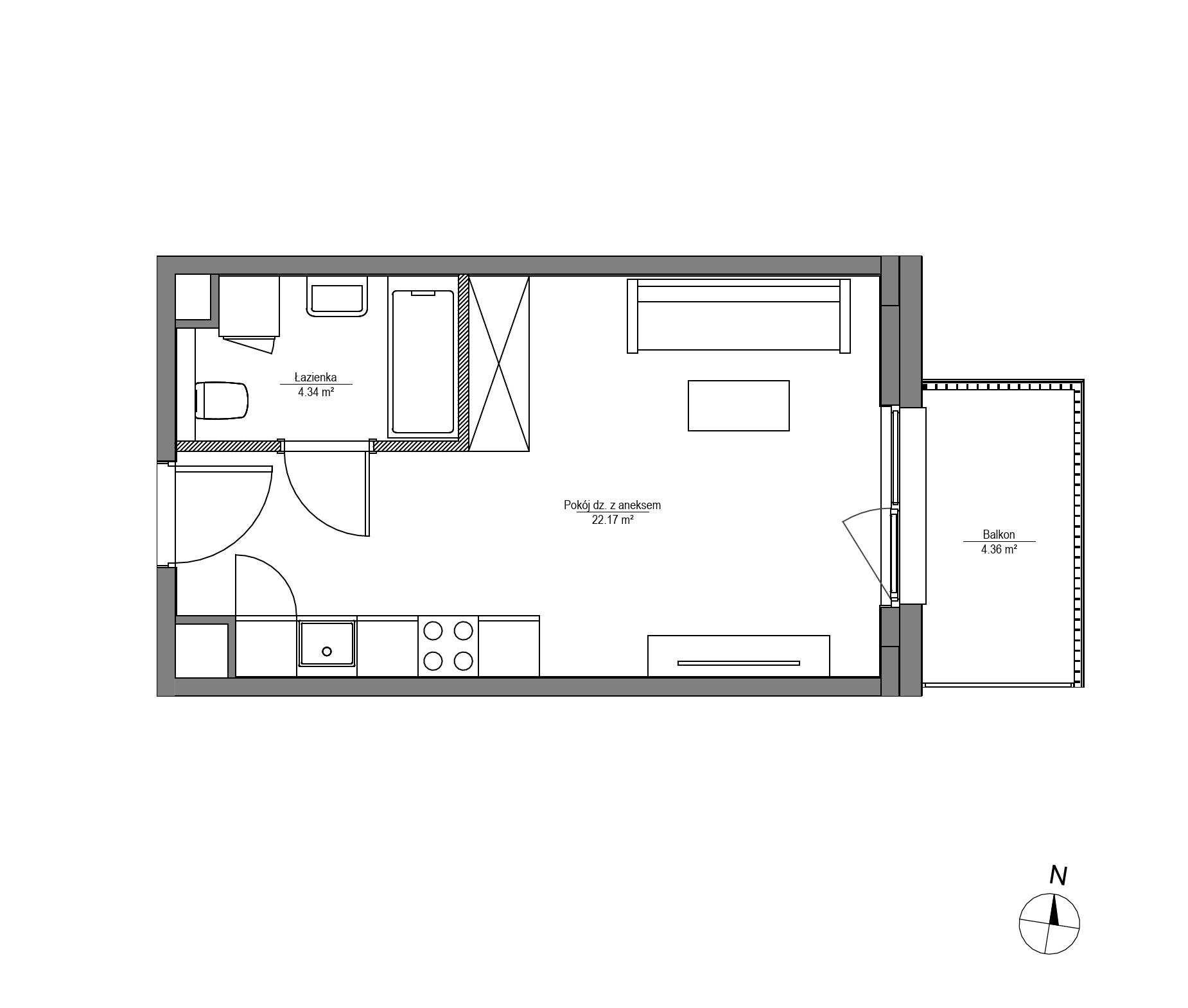 Plan 1 pok. 27m²