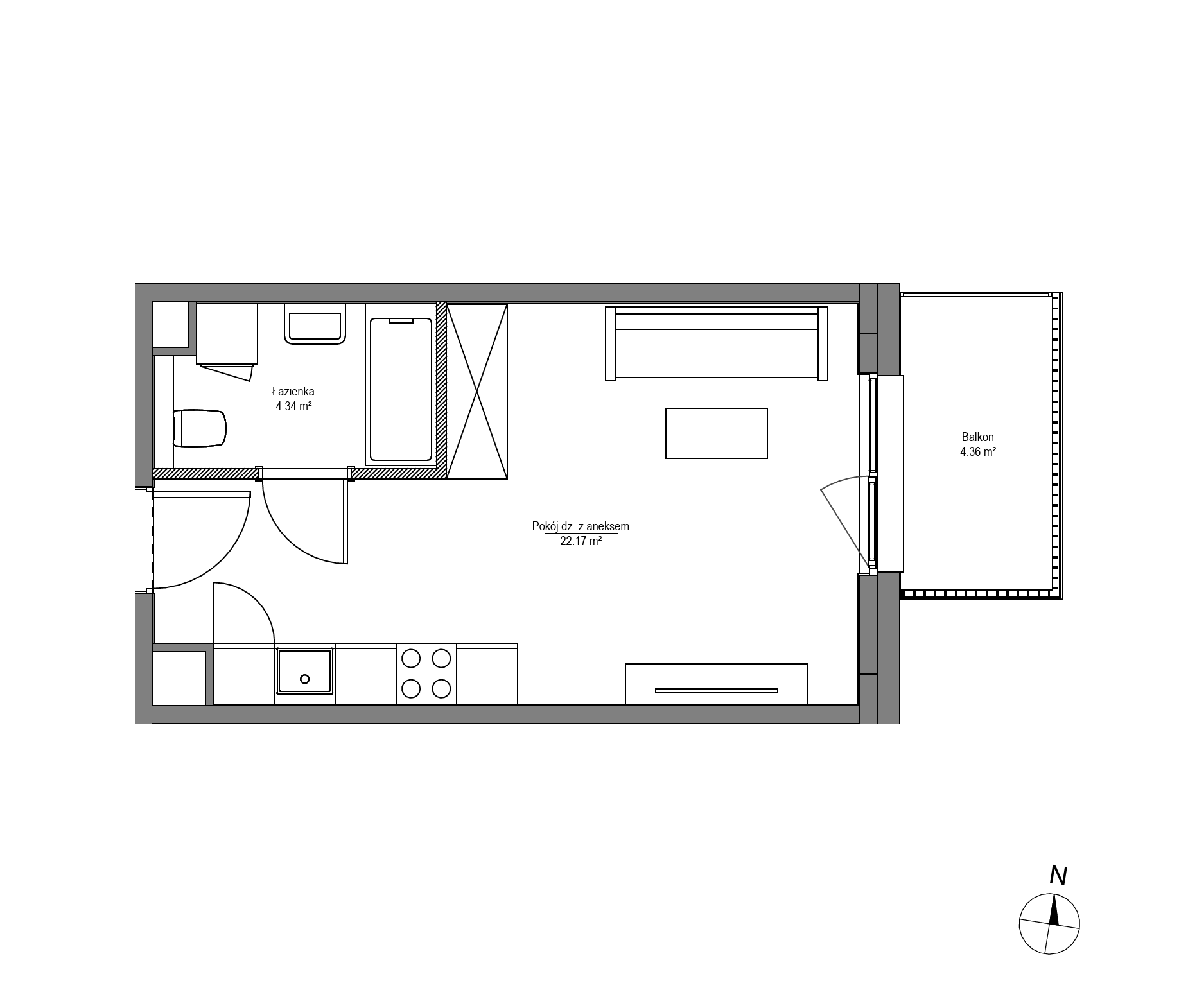 Plan 1 pok. 27m²