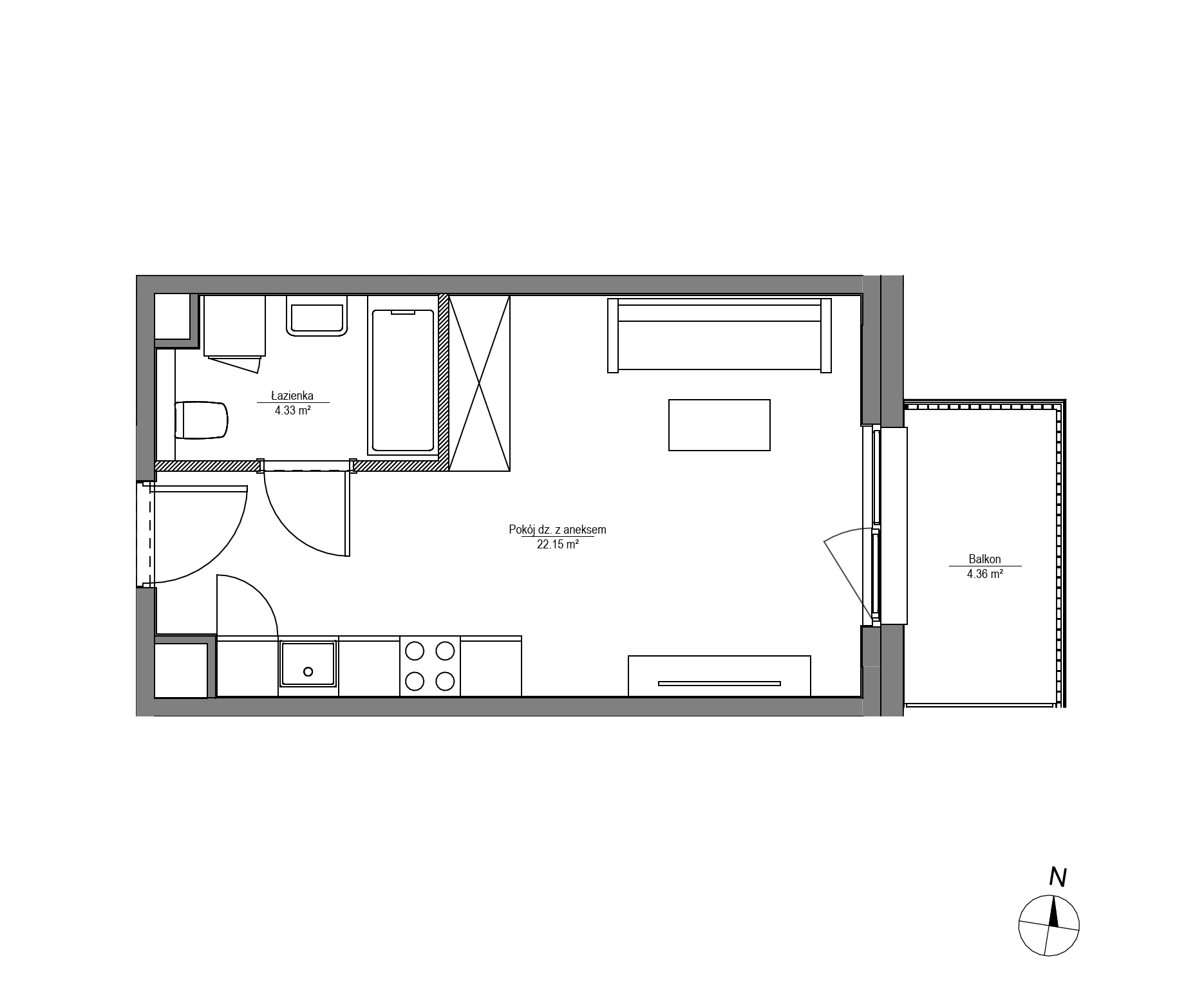 Plan 1 pok. 26m²