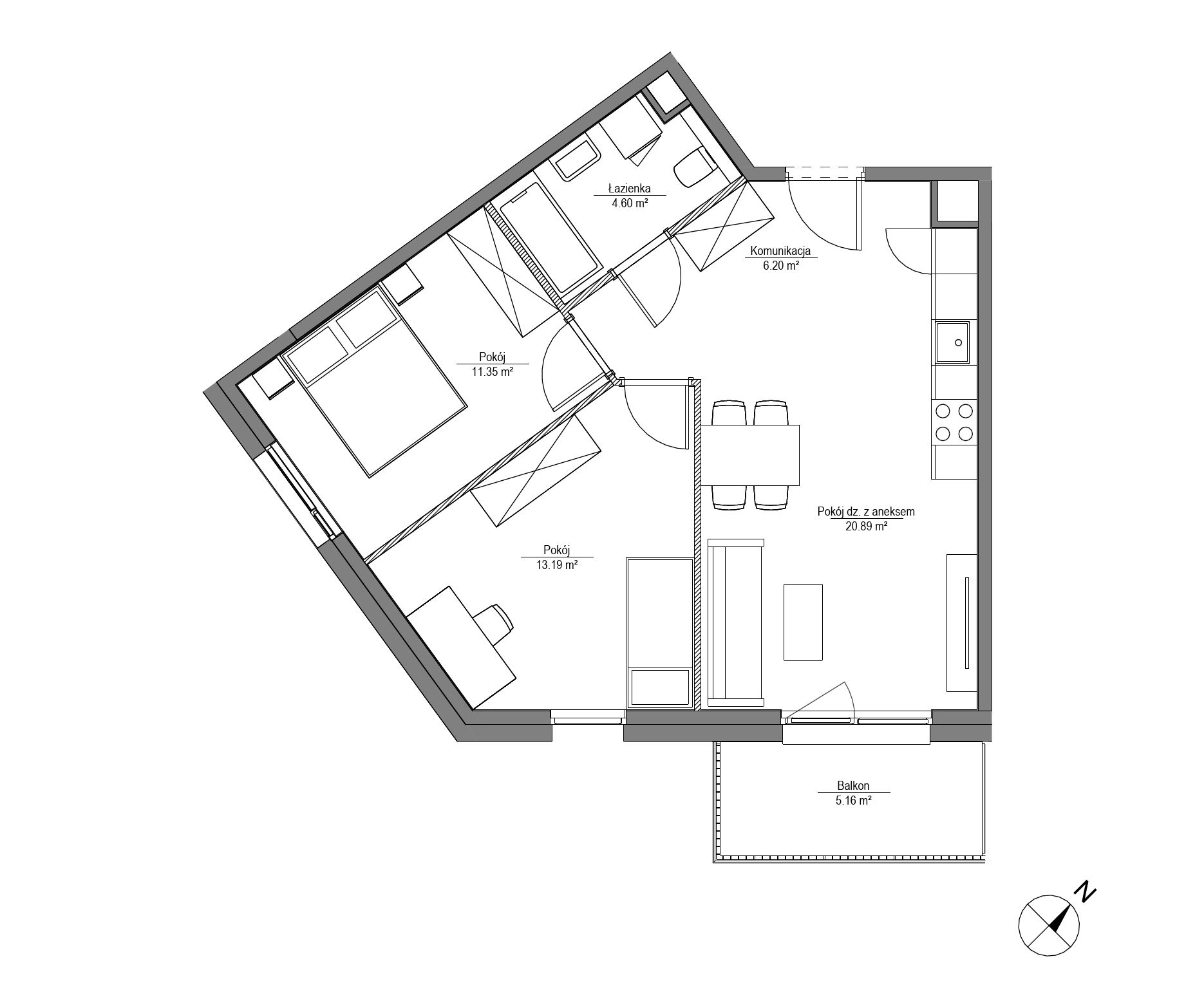 Plan 3 pok. 56m²