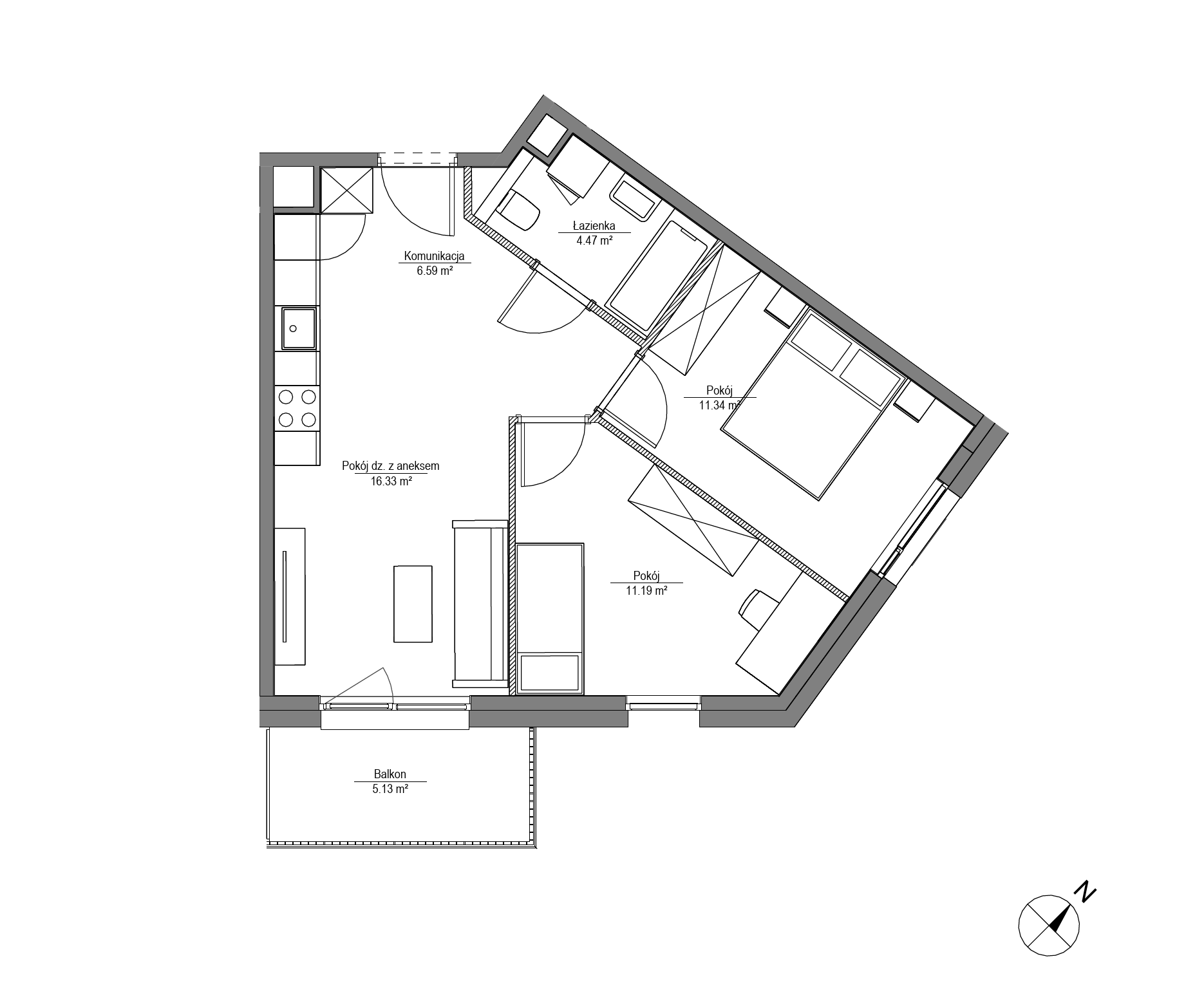 Plan 3 pok. 50m²