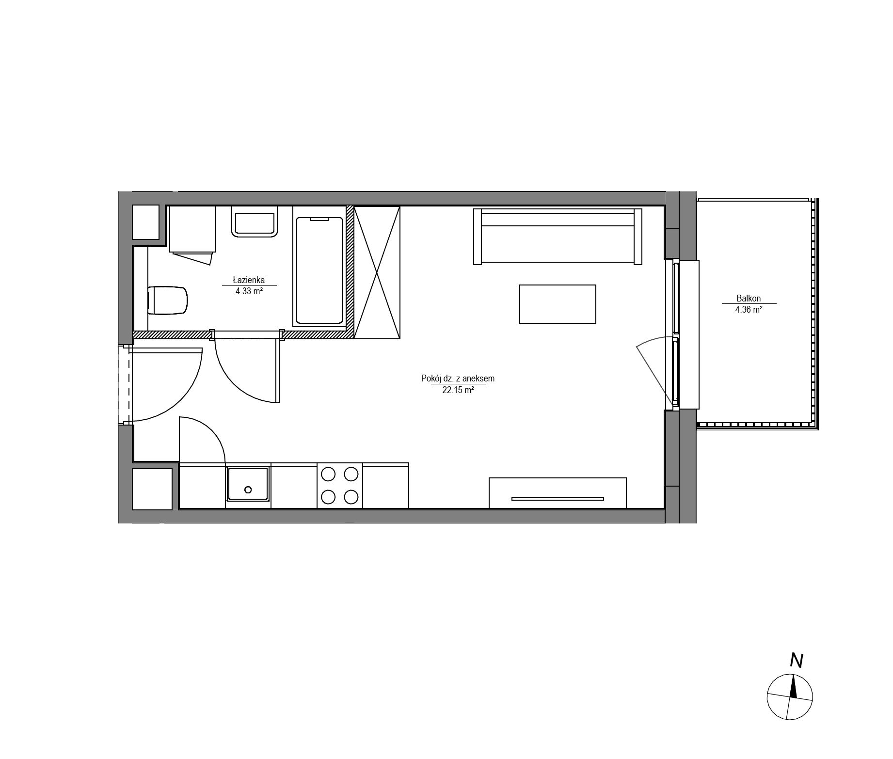 Plan 1 pok. 26m²