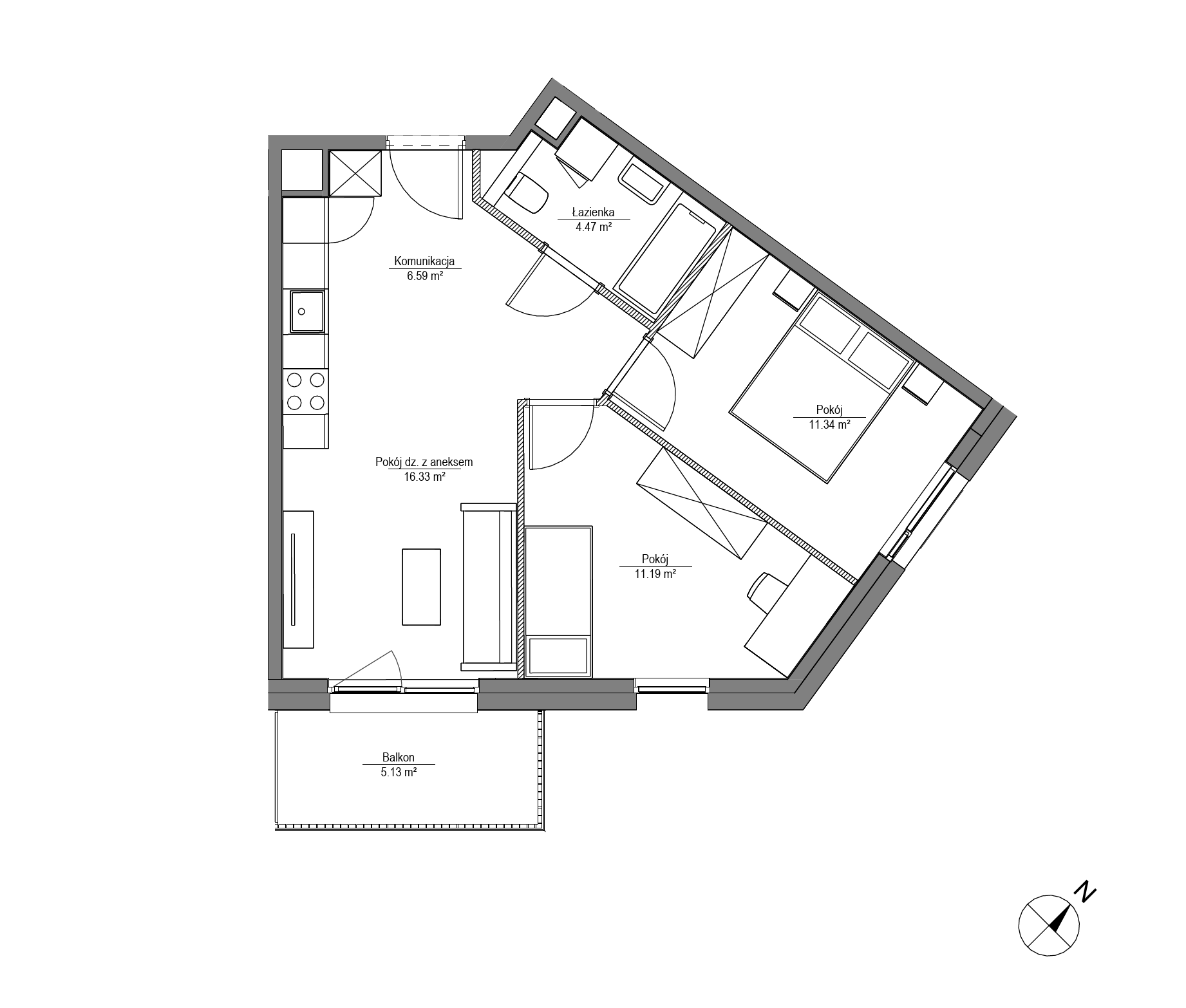 Plan 3 pok. 50m²