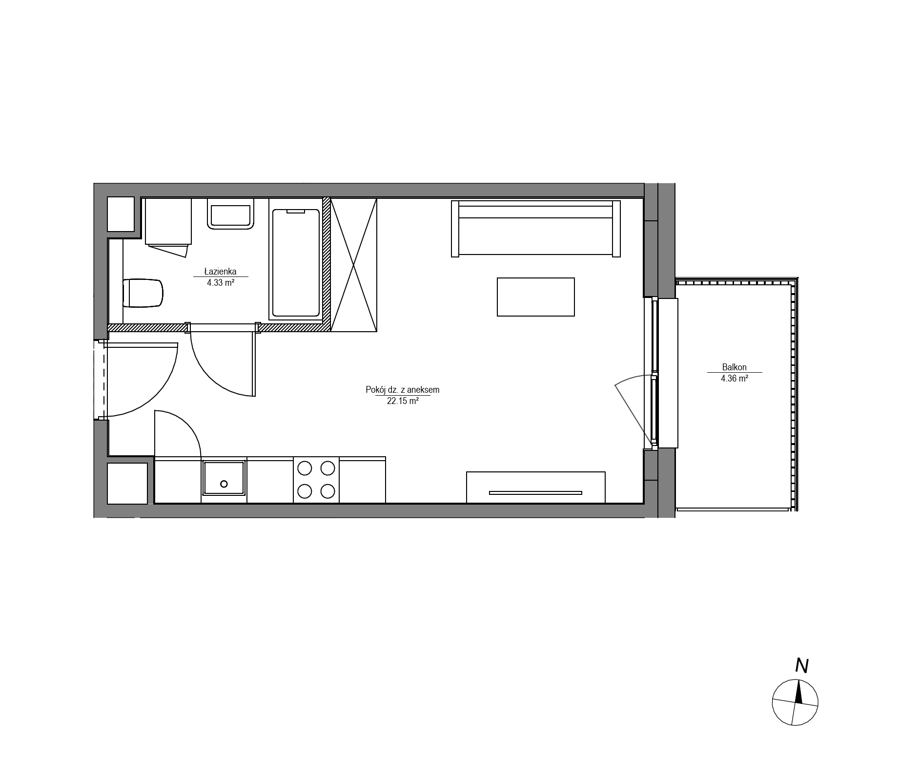 Plan 1 pok. 26m²