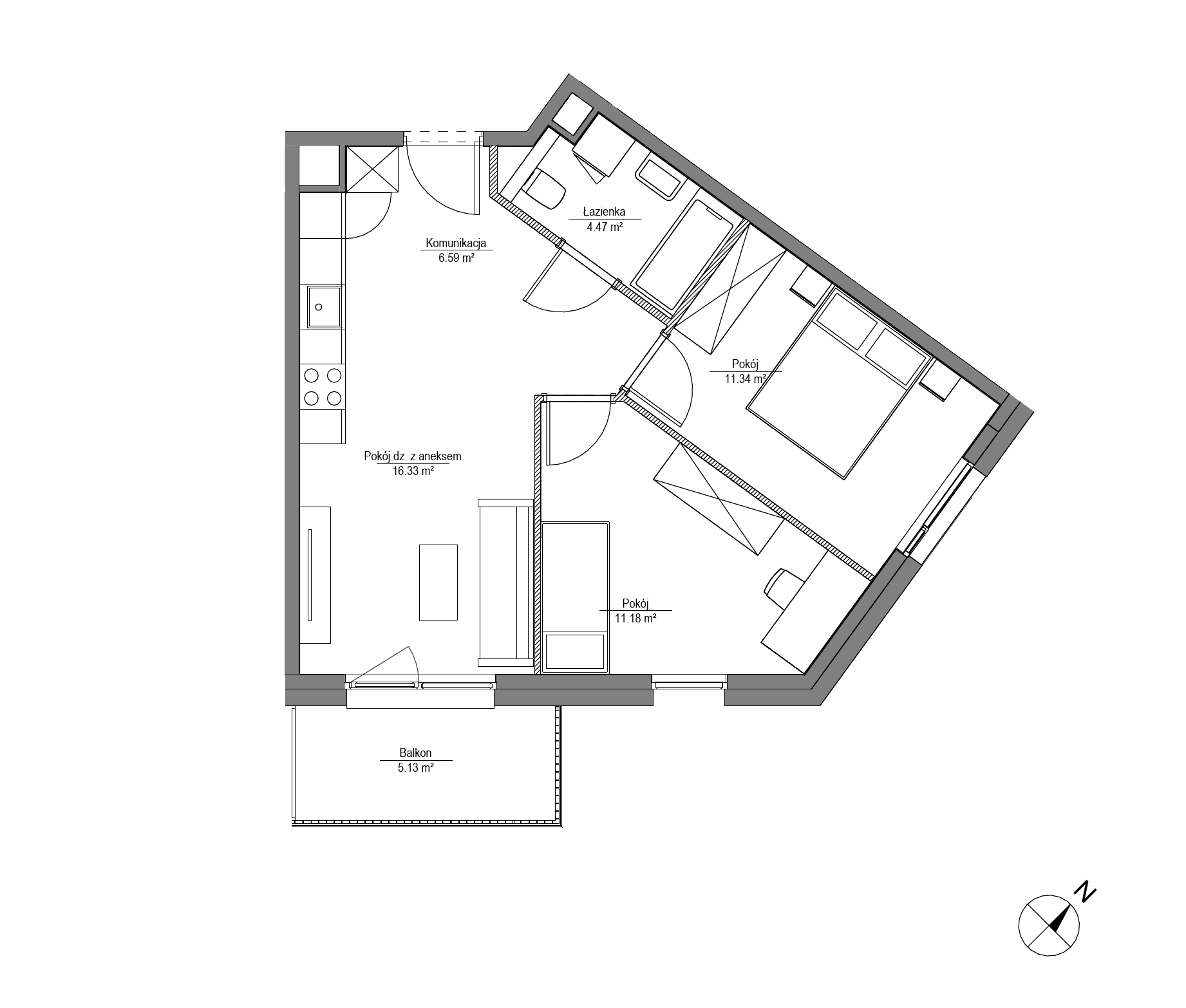 Plan 3 pok. 50m²