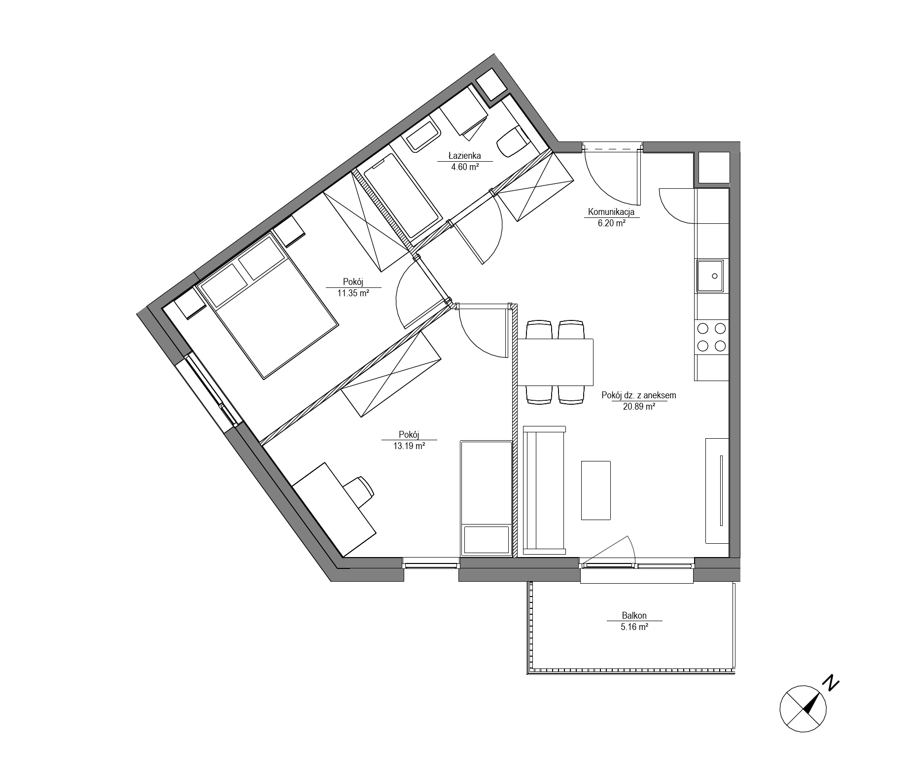 Plan 3 pok. 56m²