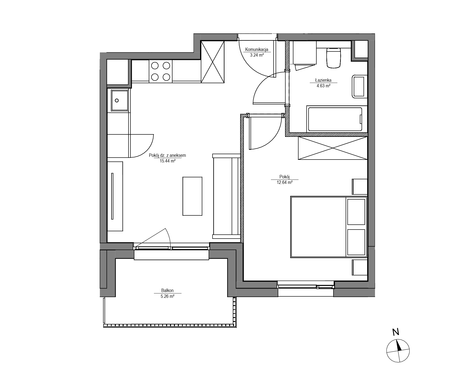 Plan 2 pok. 36m²