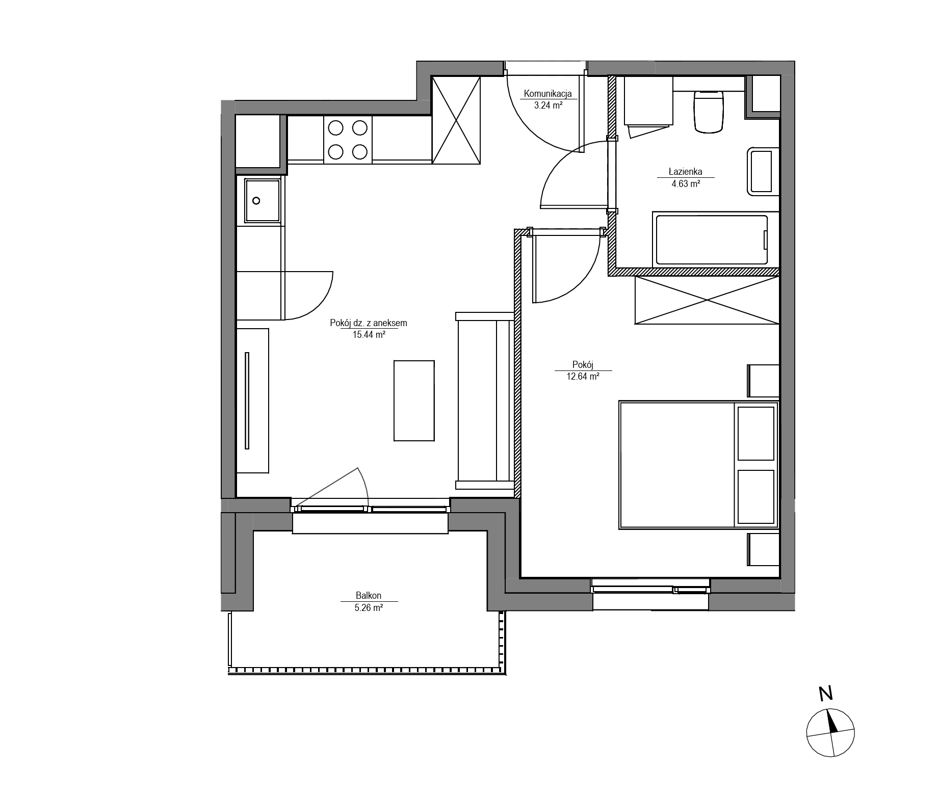 Plan 2 pok. 36m²