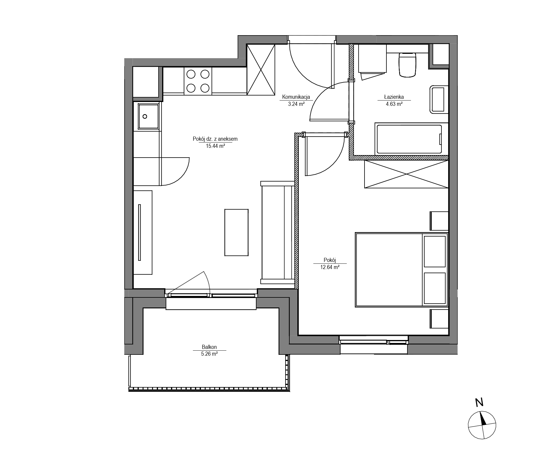 Plan 2 pok. 36m²