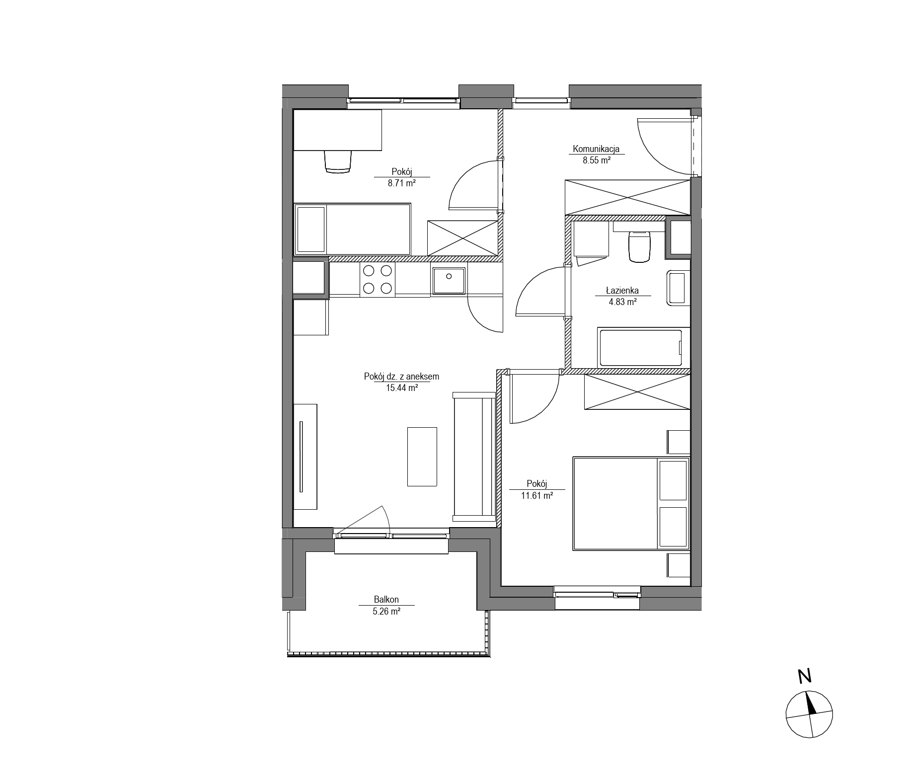 Plan 3 pok. 49m²