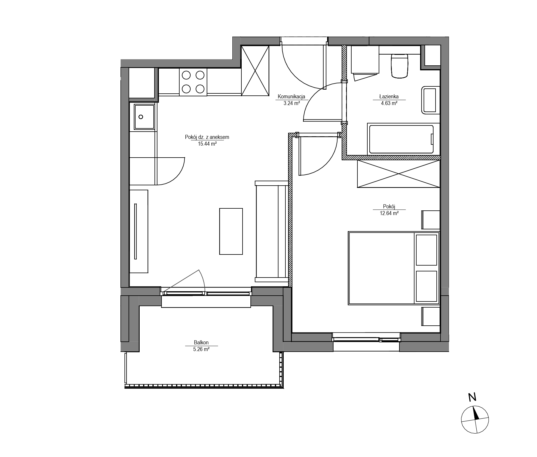 Plan 2 pok. 36m²