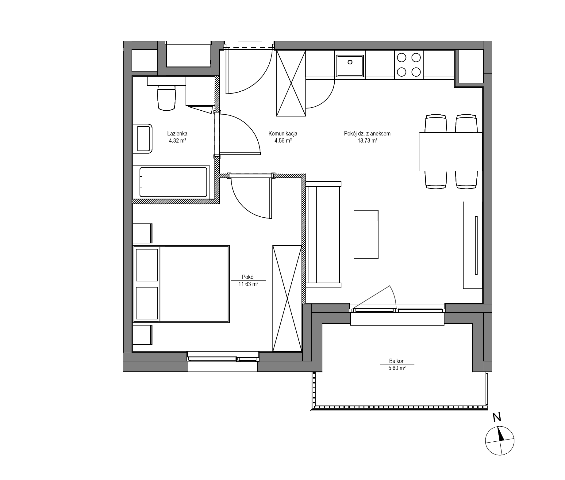 Plan 2 pok. 39m²