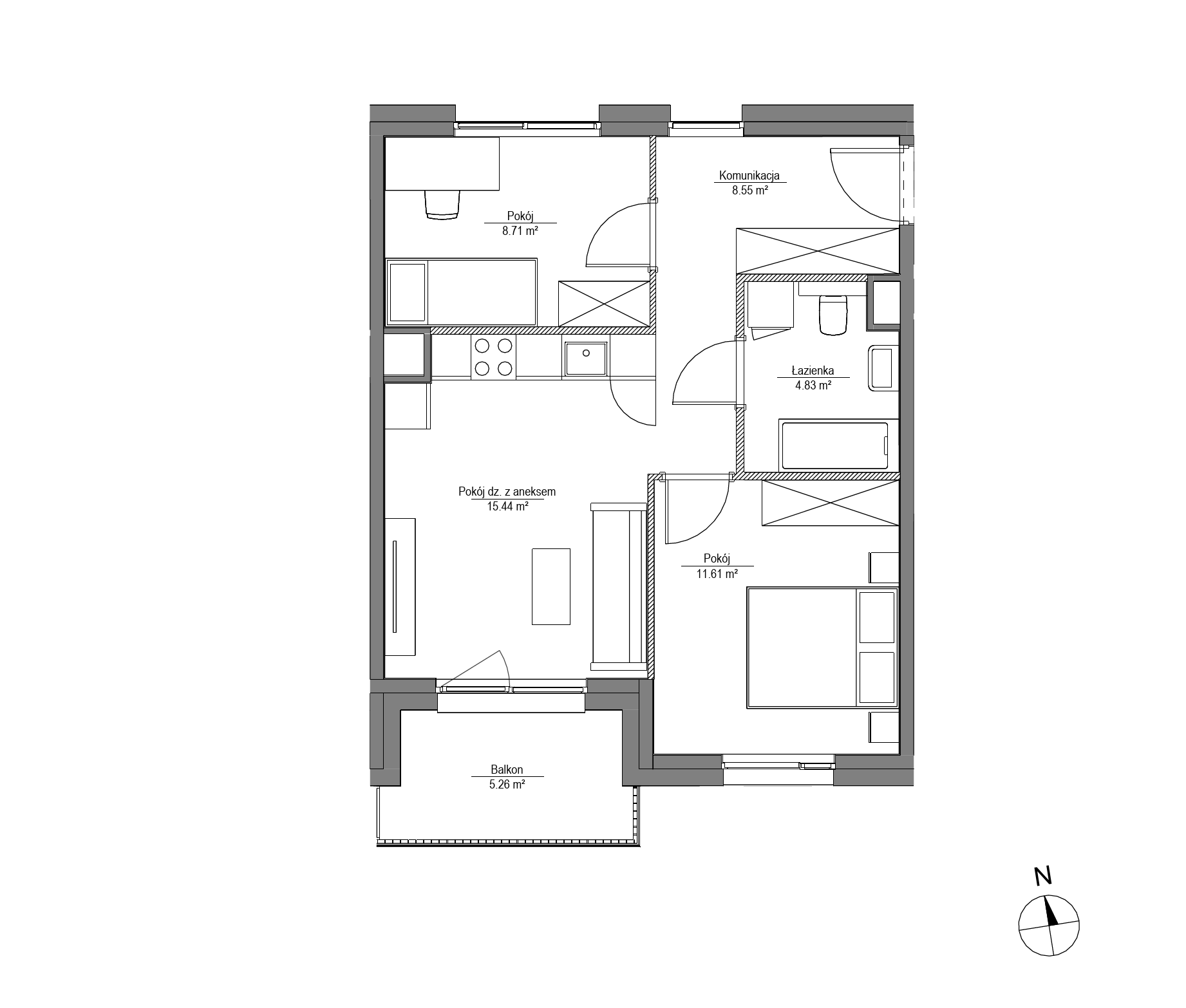 Plan 3 pok. 49m²